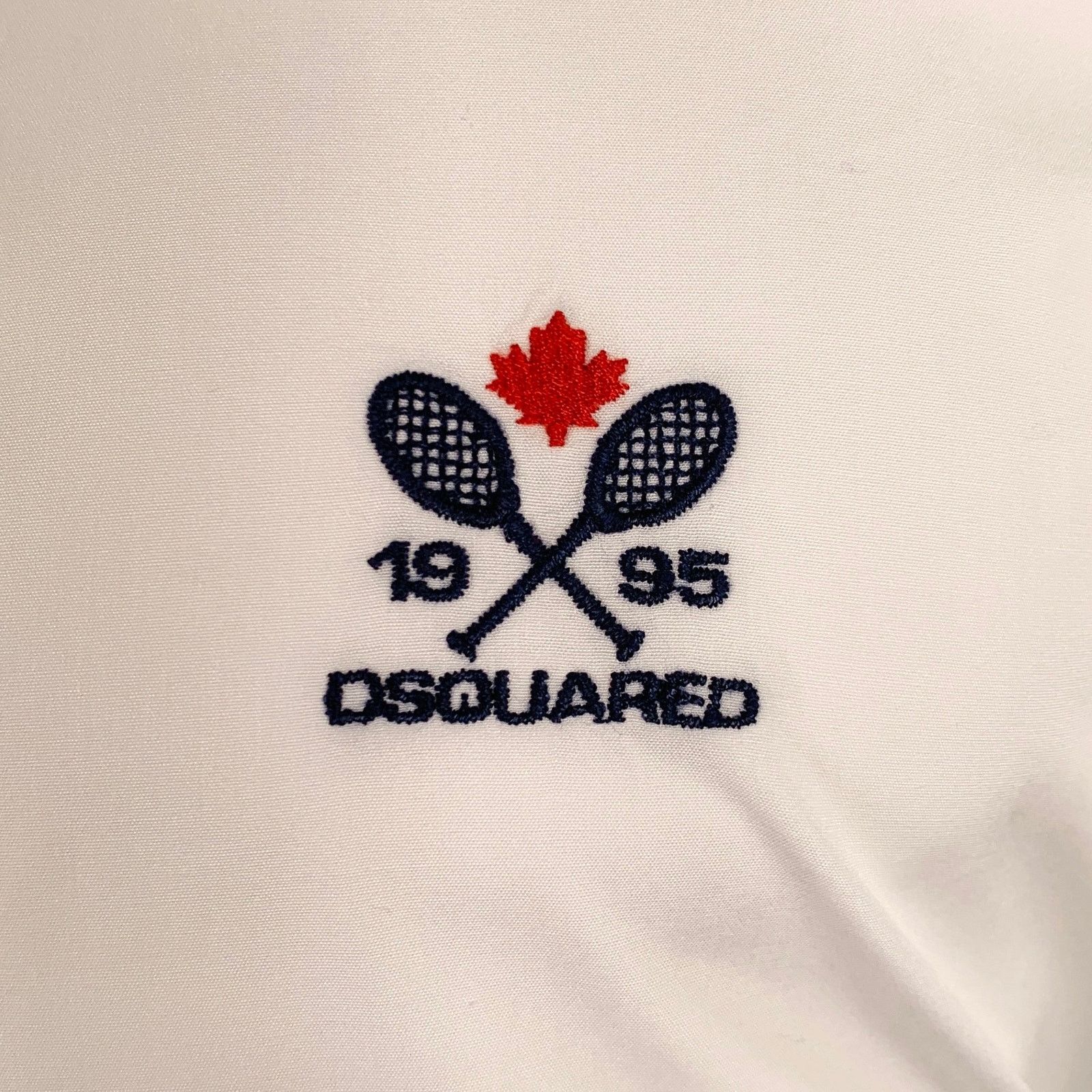 Dsquared2 Size M White Navy Embroidery Cotton Short Sleeve Shirt Size US M / EU 48-50 / 2 - 2 Thumbnail