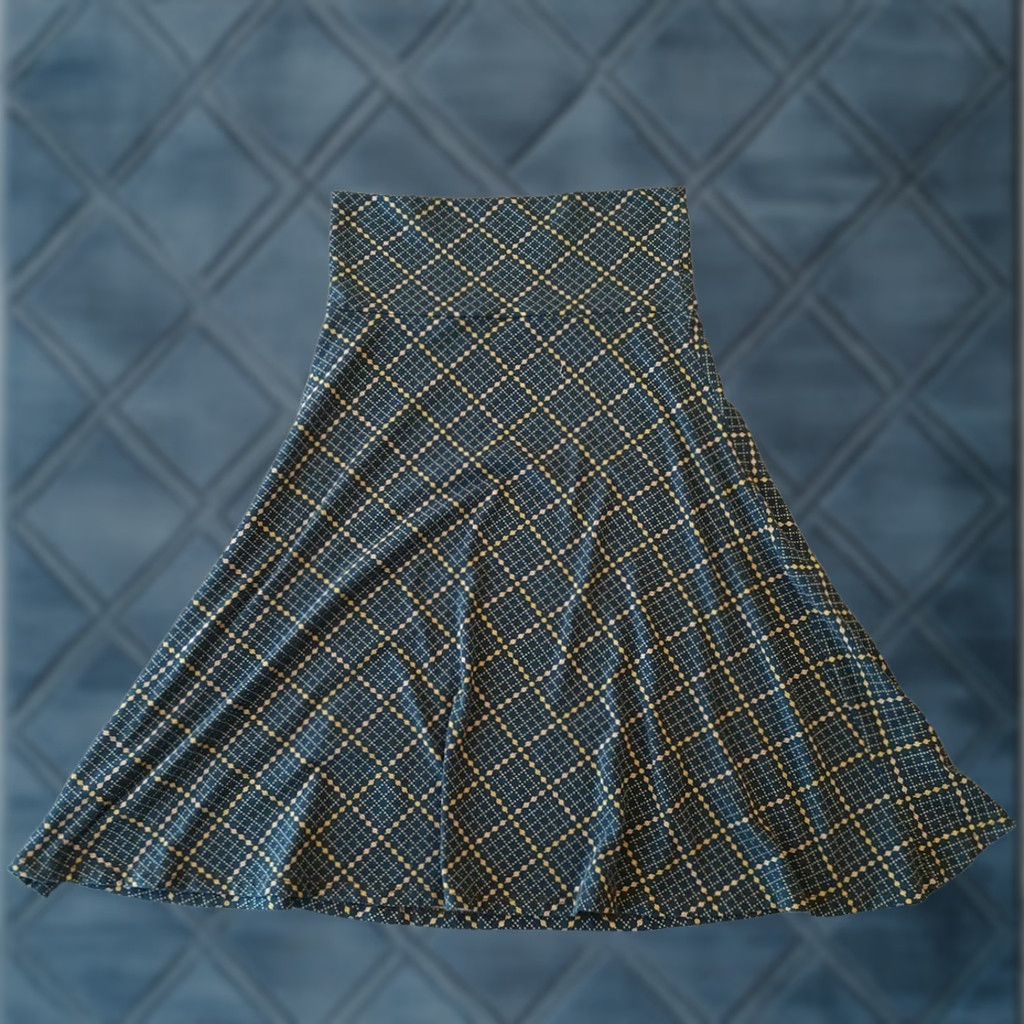 Vintage LuLaRoe Skirt XS Blue Geometric Knee Length A-Line Pull On Ladies Womens Size 26" / US 2 / IT 38 - 1 Thumbnail