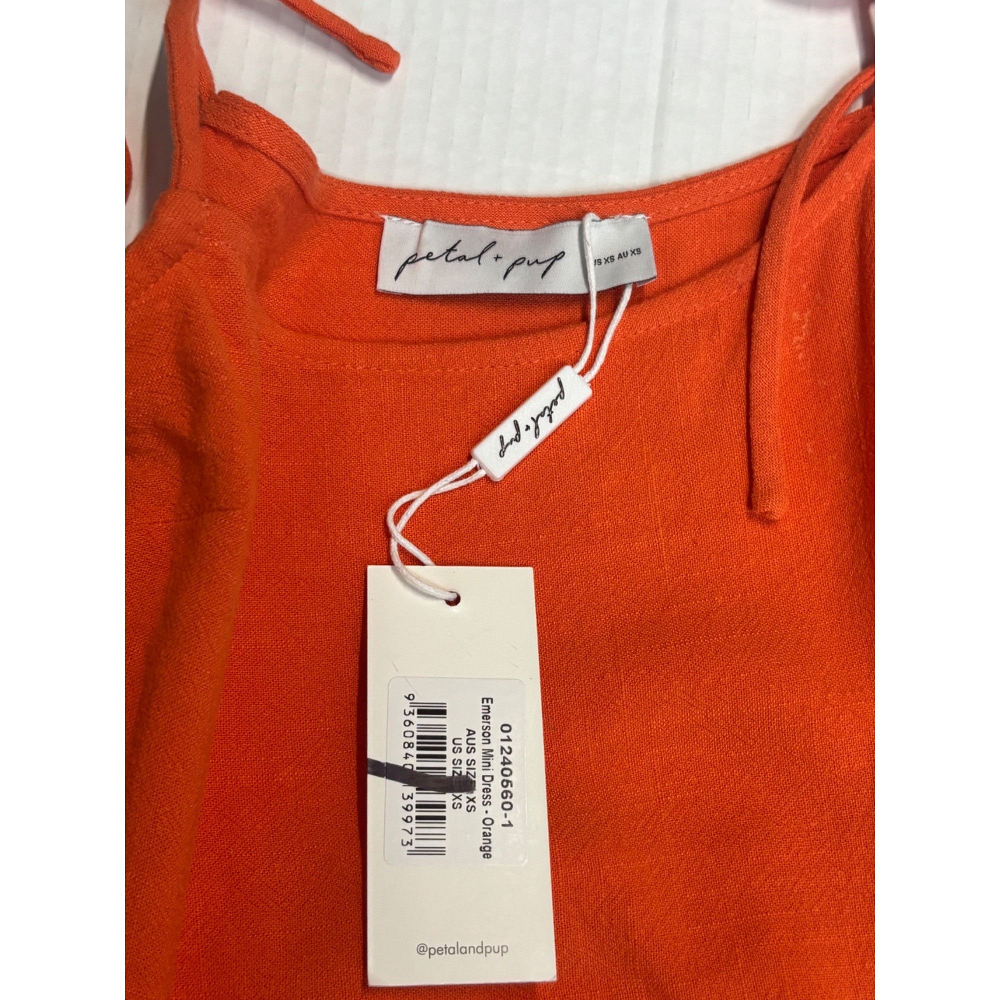 Other Petal & Pup Emerson Tie Strap Linen Blend Minidress, Orange, Size XS / US 0-2 / IT 36-38 - 7 Thumbnail