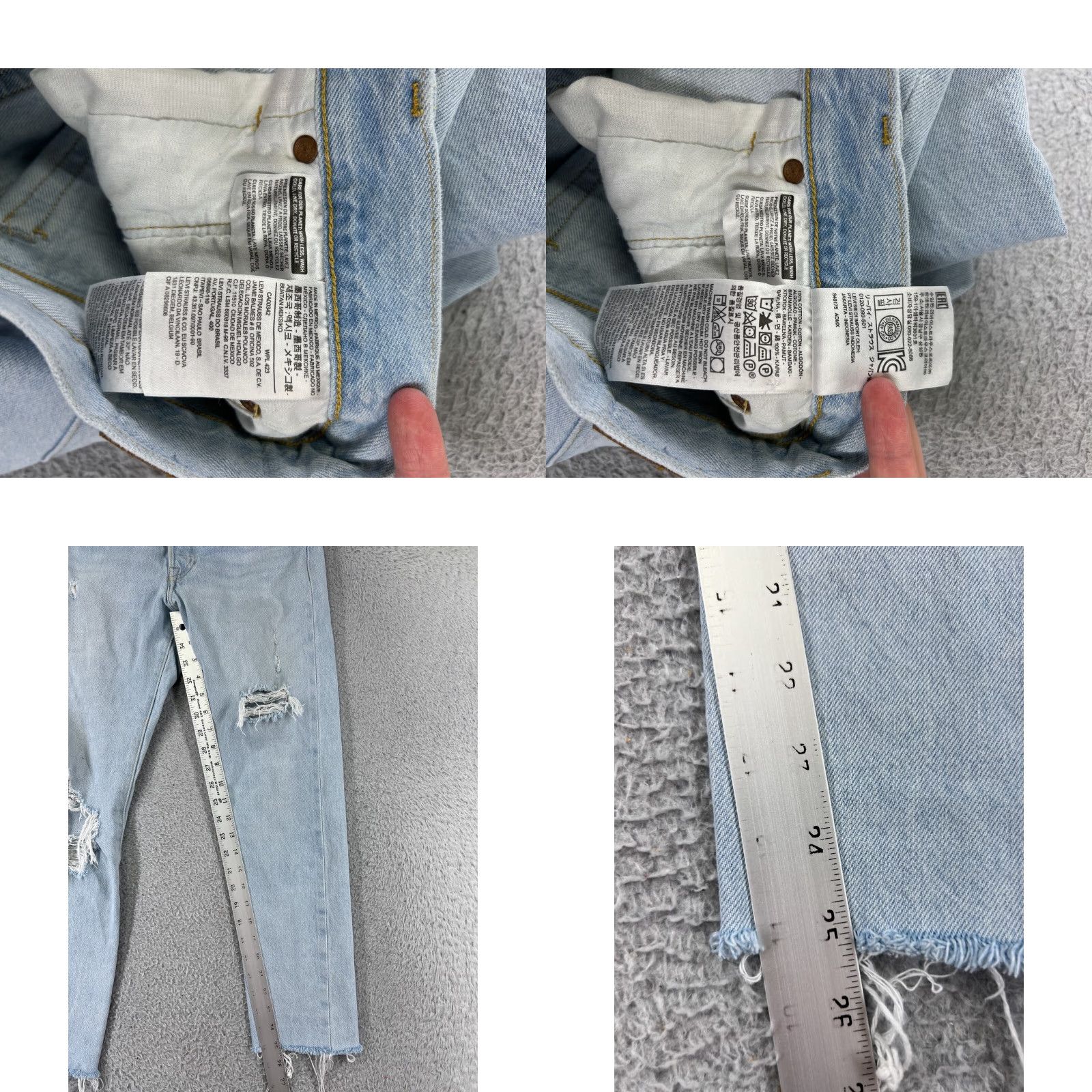 Levi's Levis Jeans Womens 501 Regular 26 White Denim Button 5-Pocket Distressed Stretch Vintage No Size 26" / US 2 / IT 38 - 9 Thumbnail