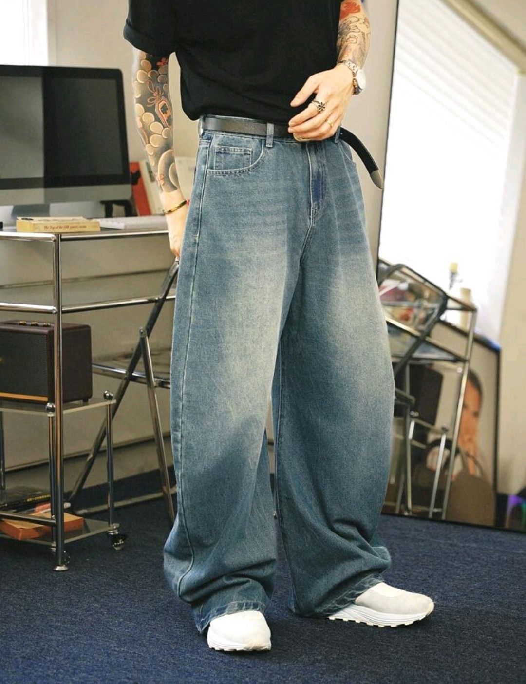 Jean × Vintage Y2K Vintage Style Men's Washed Loose Wide Leg Baggy Jean Size US 30 / EU 46 - 4 Thumbnail