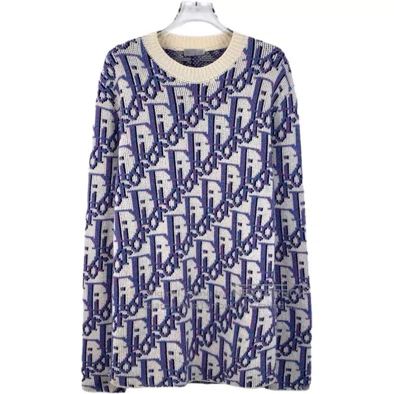 Dior Dior Purple wool letter Logo full-print round-neck long-sl Size US S / EU 44-46 / 1 - 1 Thumbnail
