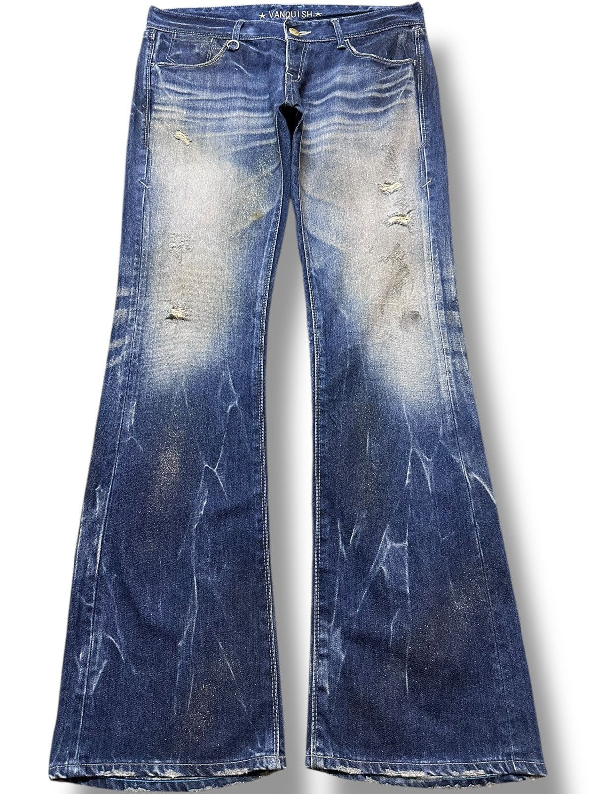 Vintage Vanquish Gold Flare Bootcut Gold Sprinkler Denim