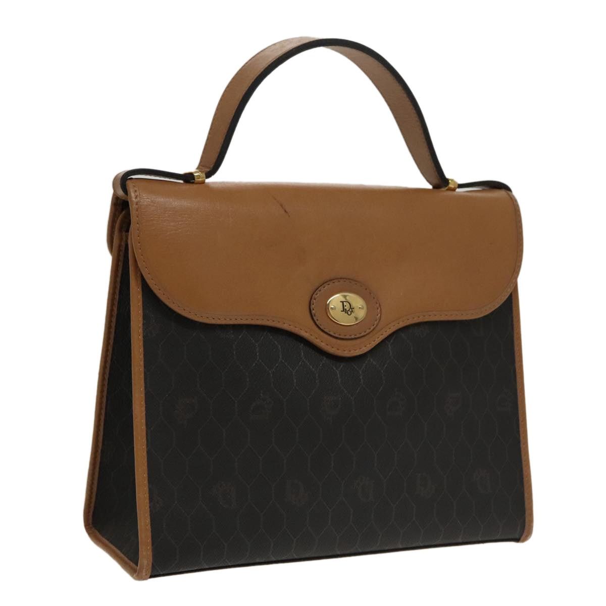 DIOR Honeycomb Canvas Hand Bag Pvc Black Brown