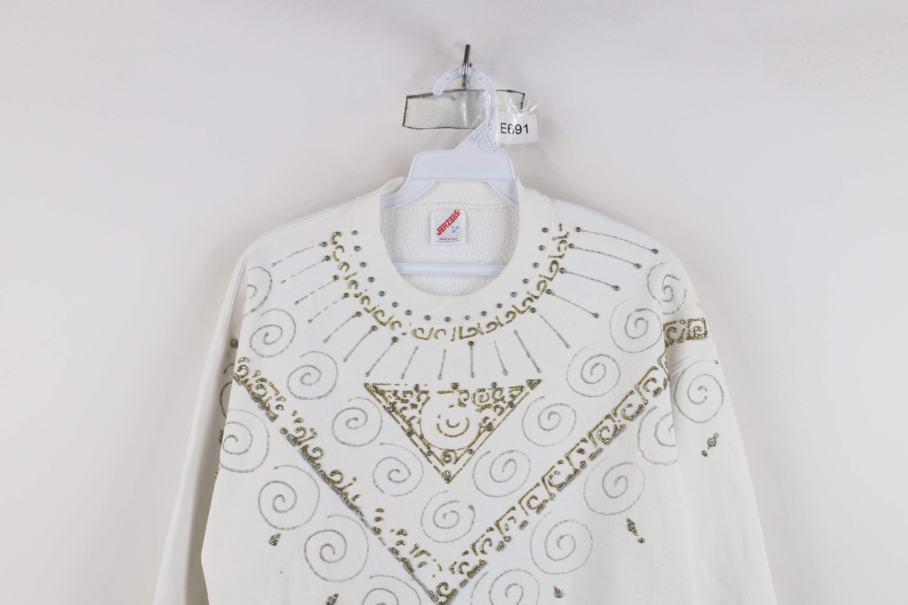 Vintage Vintage 90s Streetwear Glue Paint Geometric Sweatshirt Size L / US 10 / IT 46 - 2 Thumbnail
