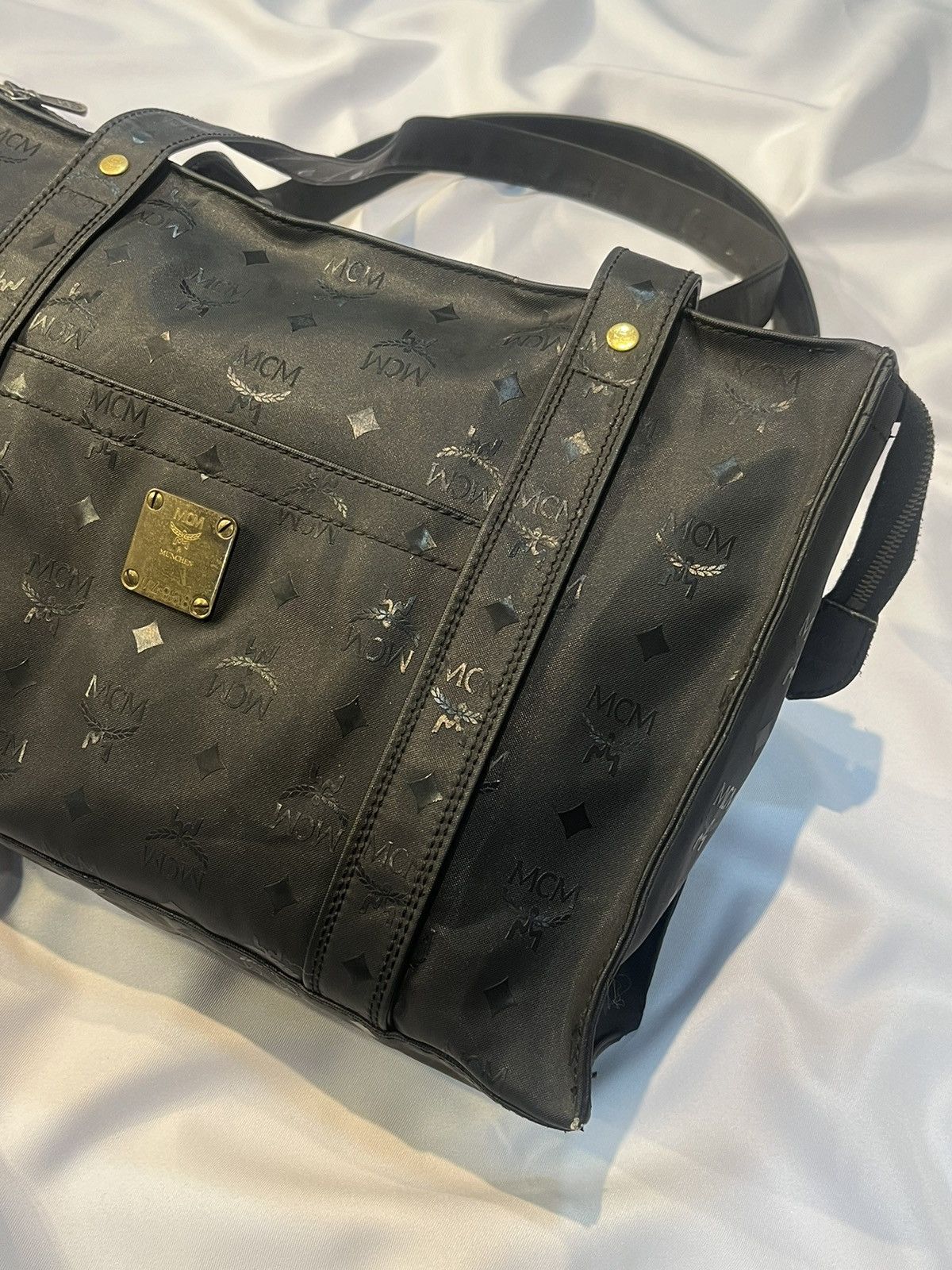 Designer × MCM × Vintage MCM 80’s MONOGRAM COATED CANVAS TOTE BAG BLACK Size ONE SIZE - 2 Thumbnail