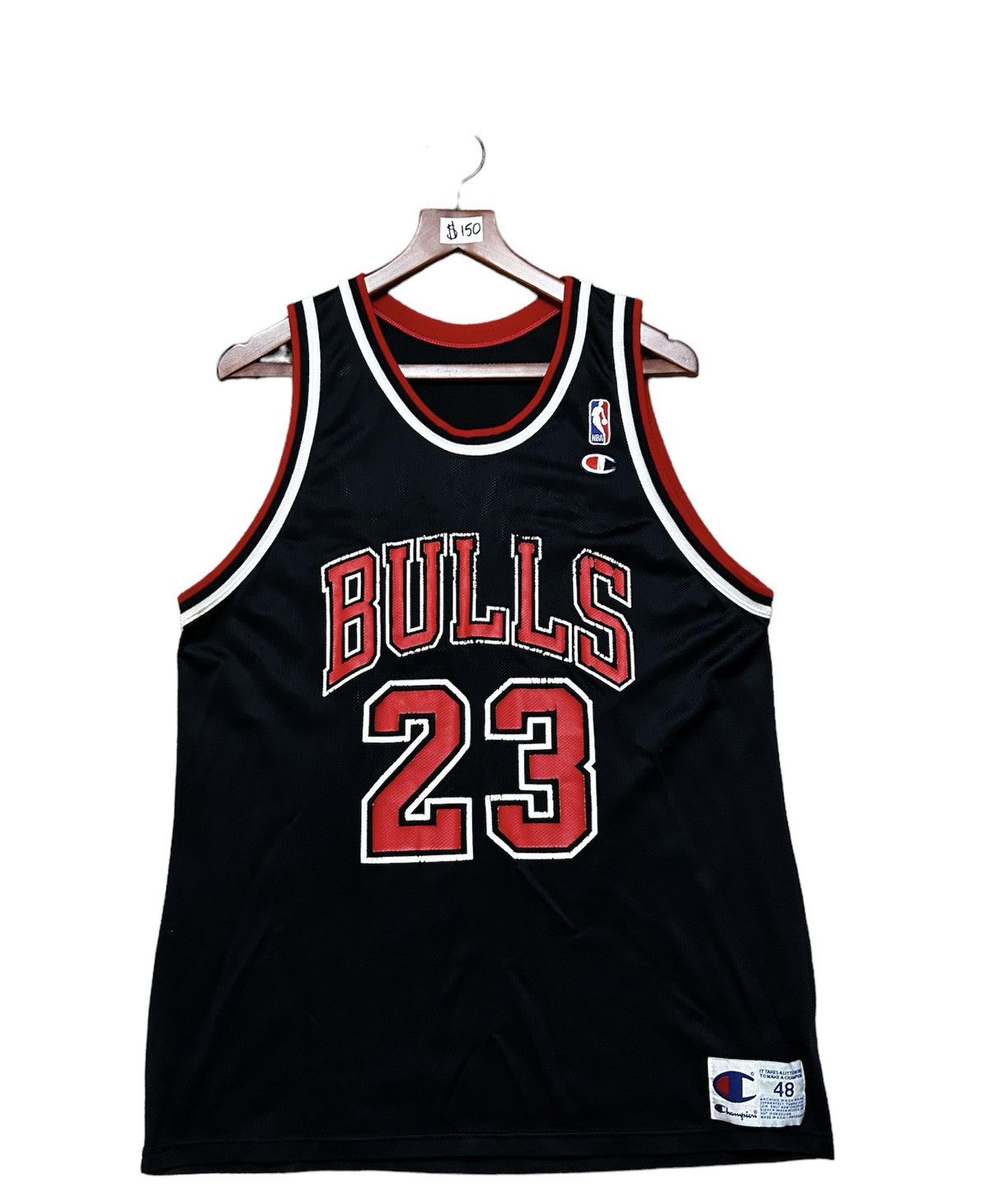 image of Champion x NBA Vintage Michael Jordan 23 Chicago Bulls Black Jersey, Men's (Size XL)