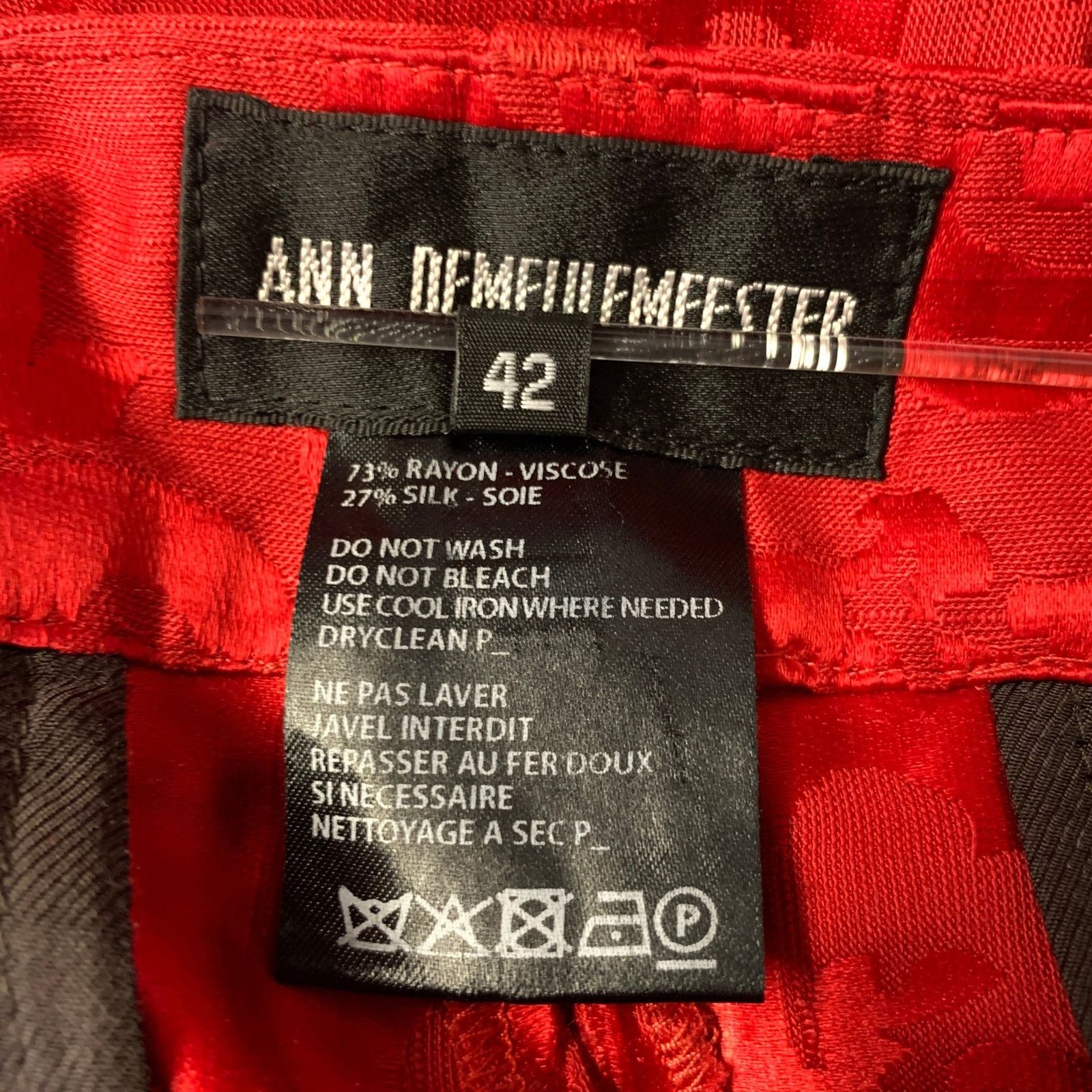 Ann Demeulemeester ANN DEMEULEMEESTER Red Rayon Silk Floral Wide Leg Pants Size US 34 / EU 50 - 4 Thumbnail