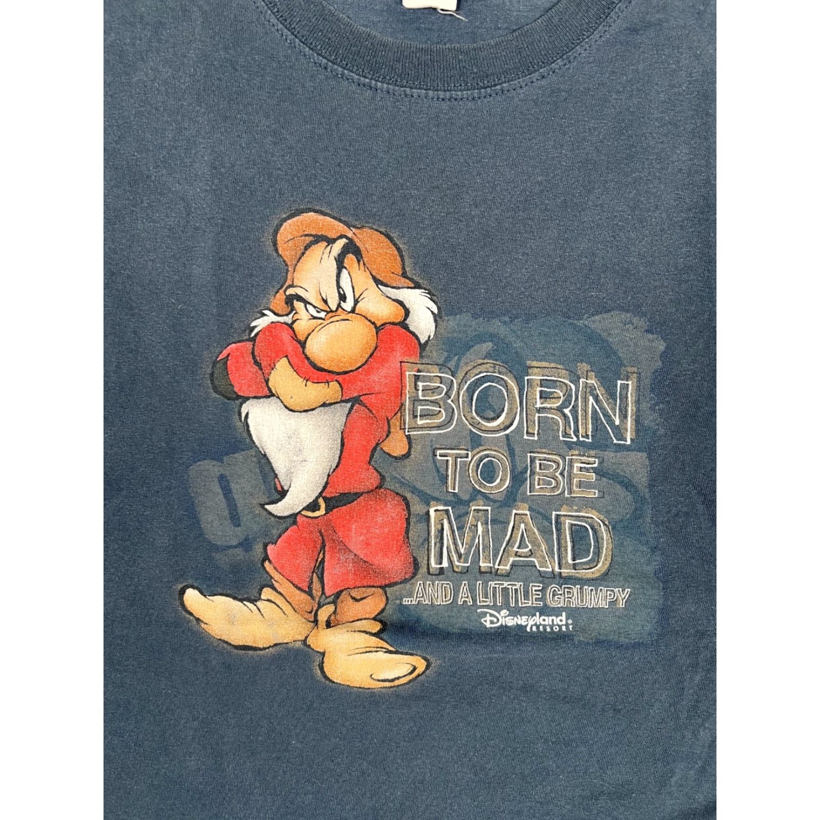 Disney VINTAGE Disney Grumpy T-Shirt Men's XL Crew Neck Cotton Blue Snow White Born To Be Mad 90s Funny Mens Size US XL / EU 56 / 4 - 2 Thumbnail