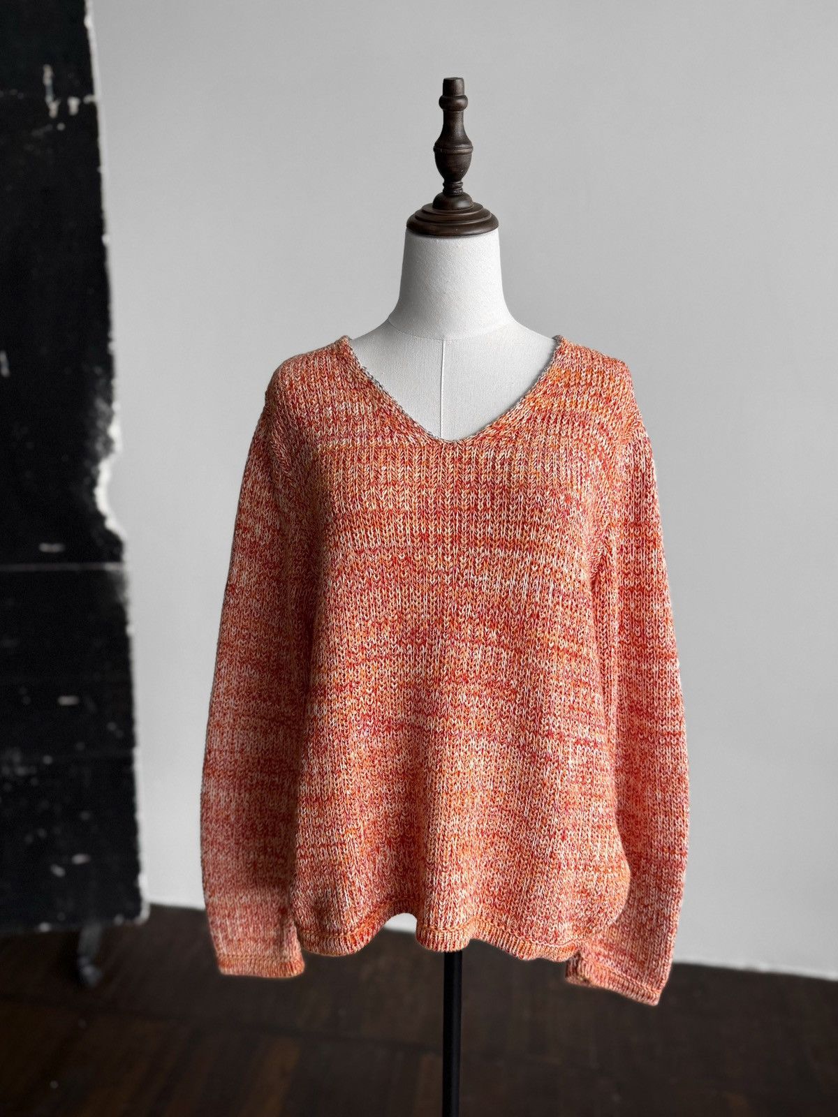 Other Hessnatur Womens Cotton Knit Sweater Orange Coral V Neck Size L / US 10 / IT 46 - 1 Thumbnail
