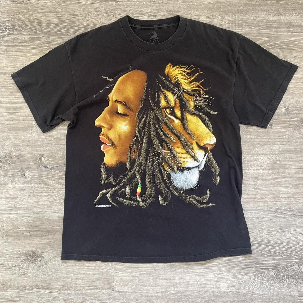 Vintage × Zion Rootswear Vintage Y2K Zion Rootswear Bob Marley Lion Graphic Tee Size US XL / EU 56 / 4 - 1 Thumbnail