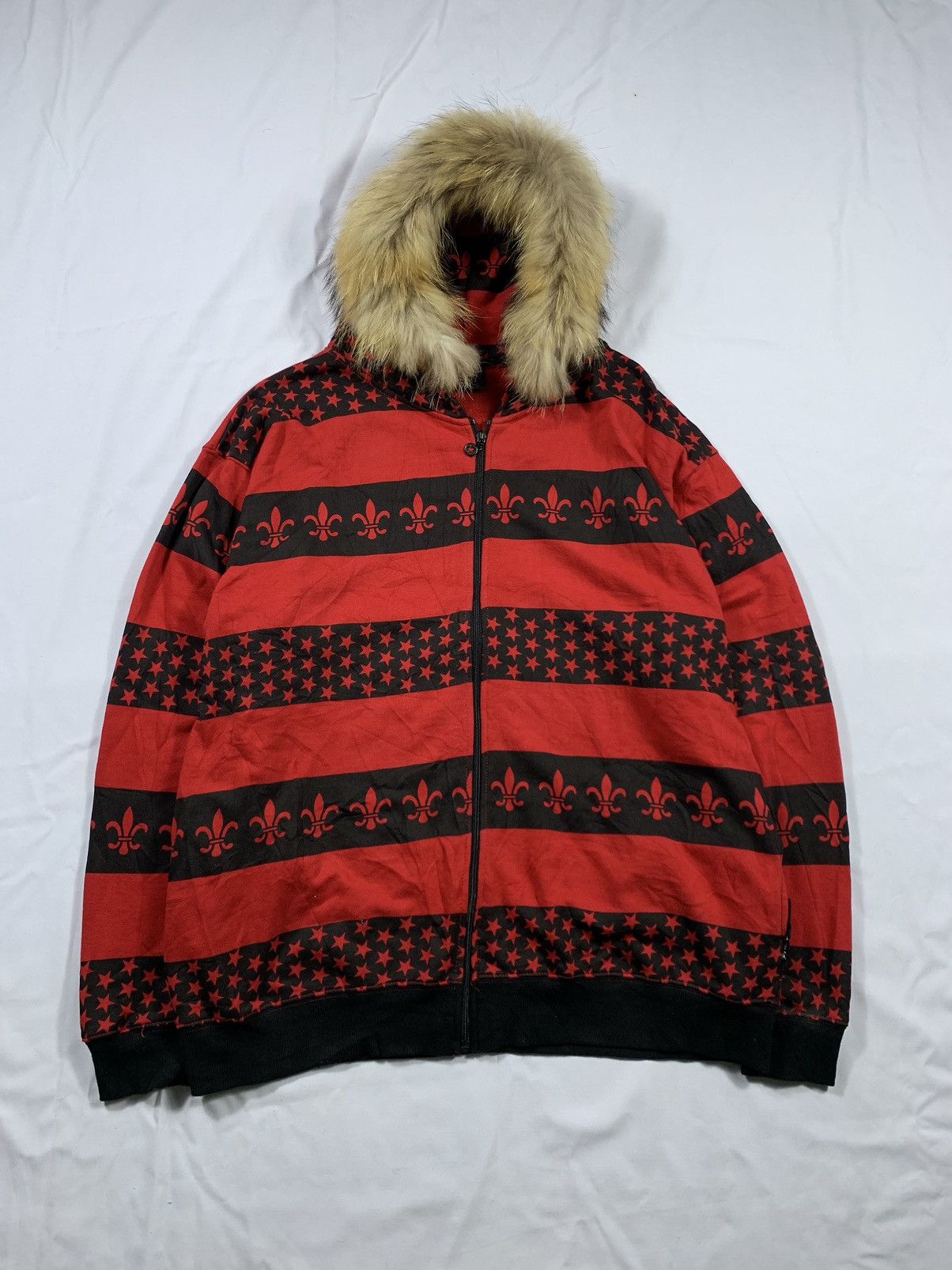 14th Addiction × If Six Was Nine × KMRii Japanese Rank Up Stripe Star Zip Fur Hoodie Size US XXL / EU 58 / 5 - 1 Thumbnail