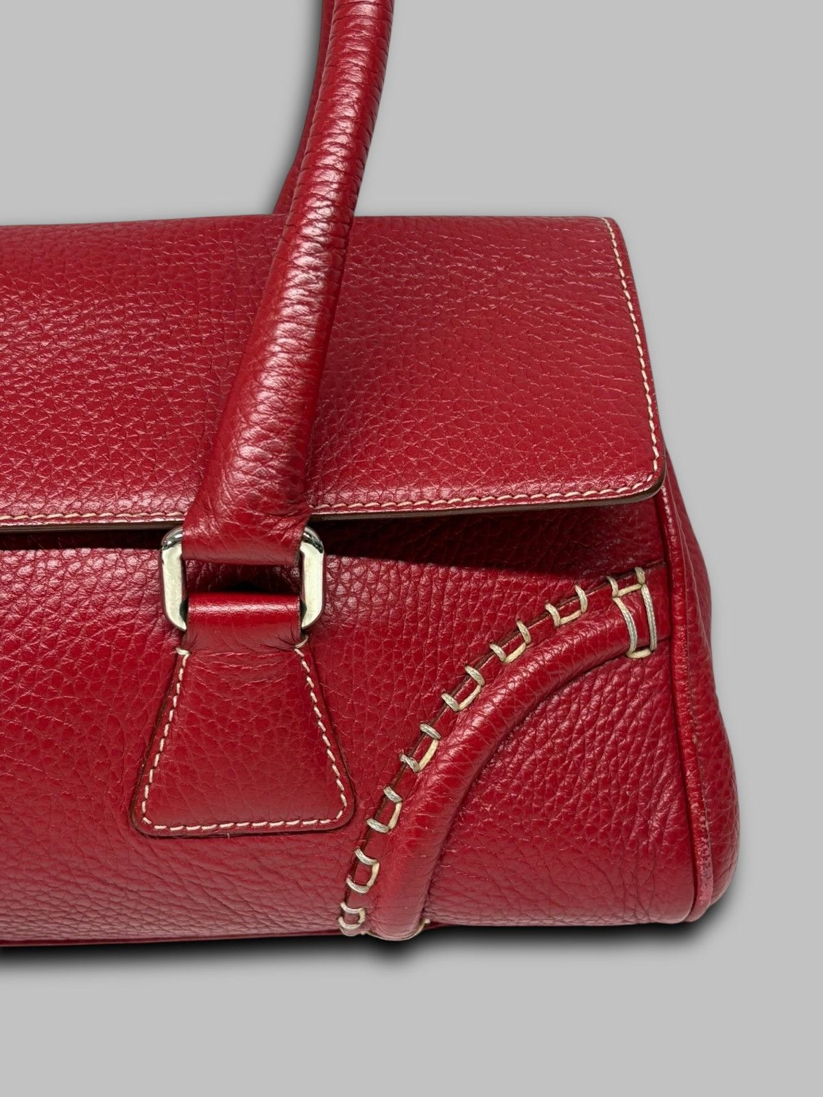 Burberry Burberry London Hot Red Leather Shoulder Bag Nova Check Size ONE SIZE - 5 Thumbnail