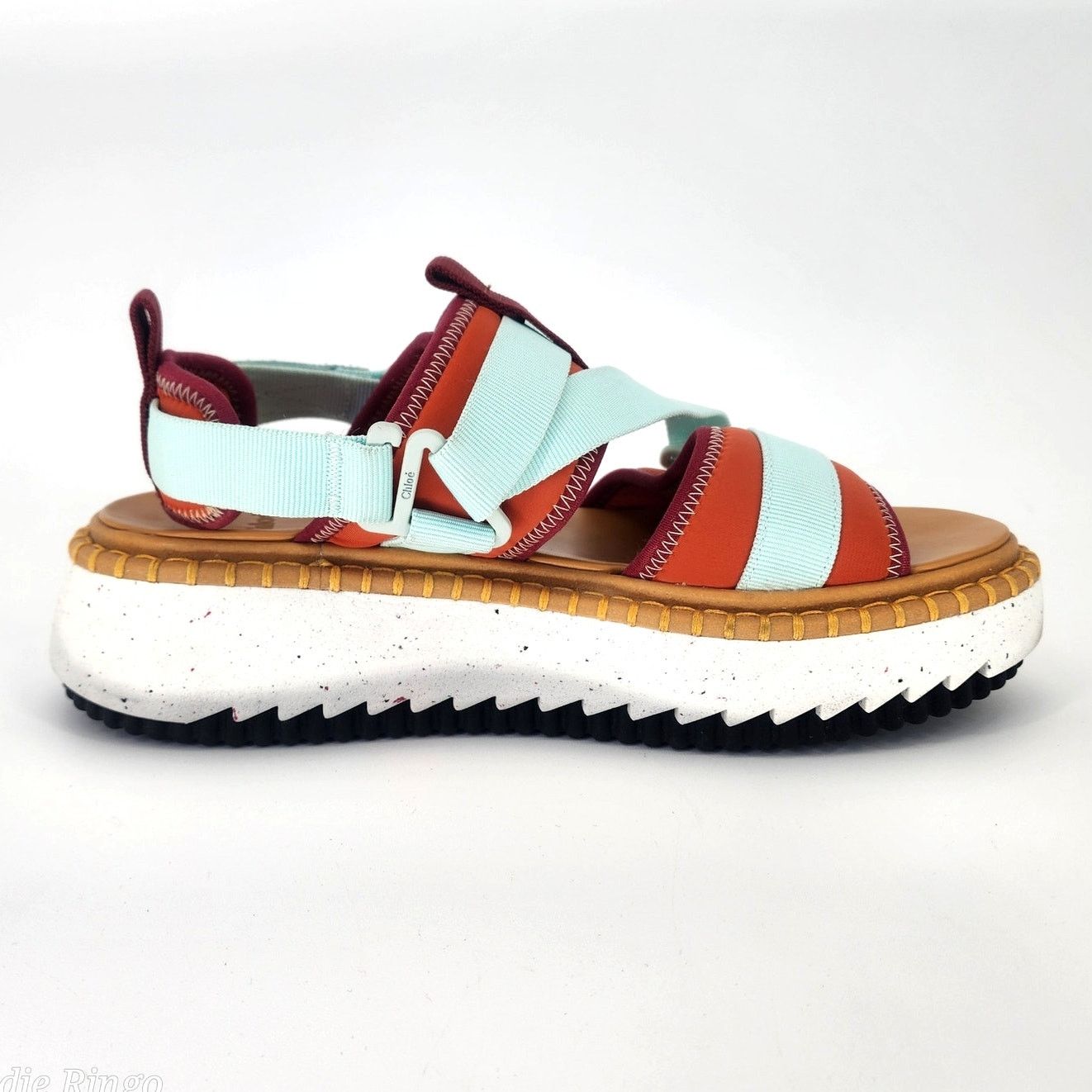 Chloe Chloé Lilli Multi-Strap Platform Sandals Orange/Teal EU 38 Size US 8 / IT 38 - 18 Thumbnail