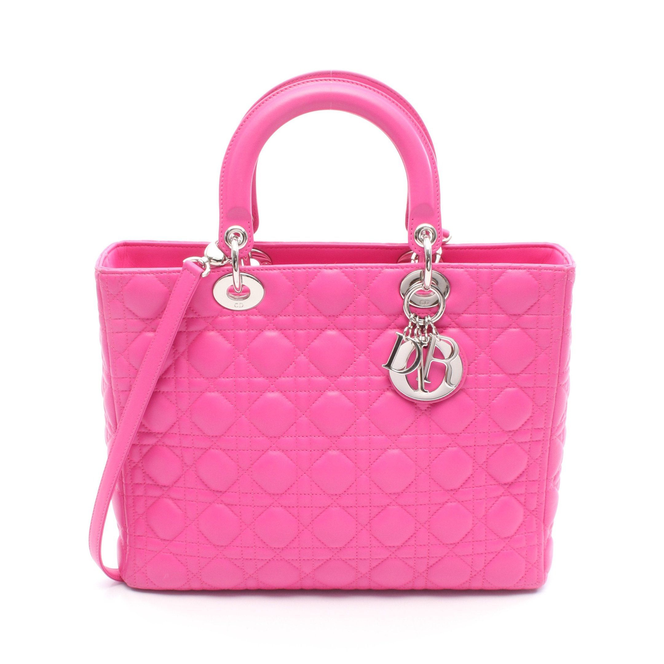Dior Dior Lady Dior Large Handbag Leather Pink Size ONE SIZE - 1 Thumbnail