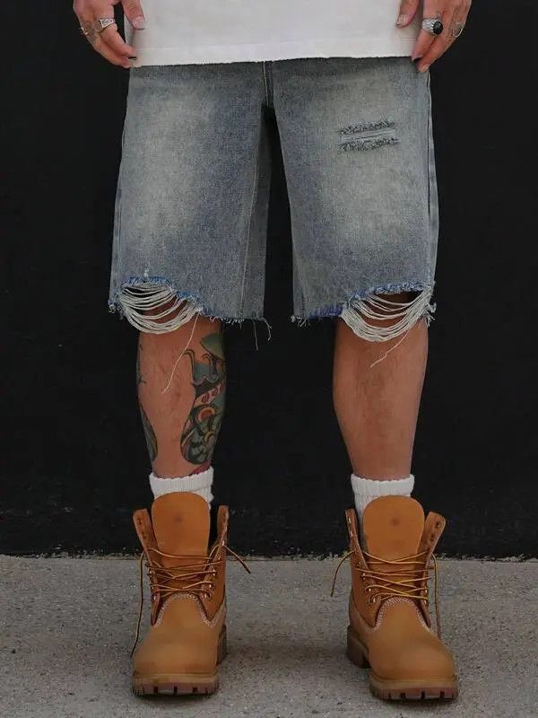 Jean Mizuho x Yuko RIPPED washed denim jeans shorts jorts Size US 33 - 7 Thumbnail