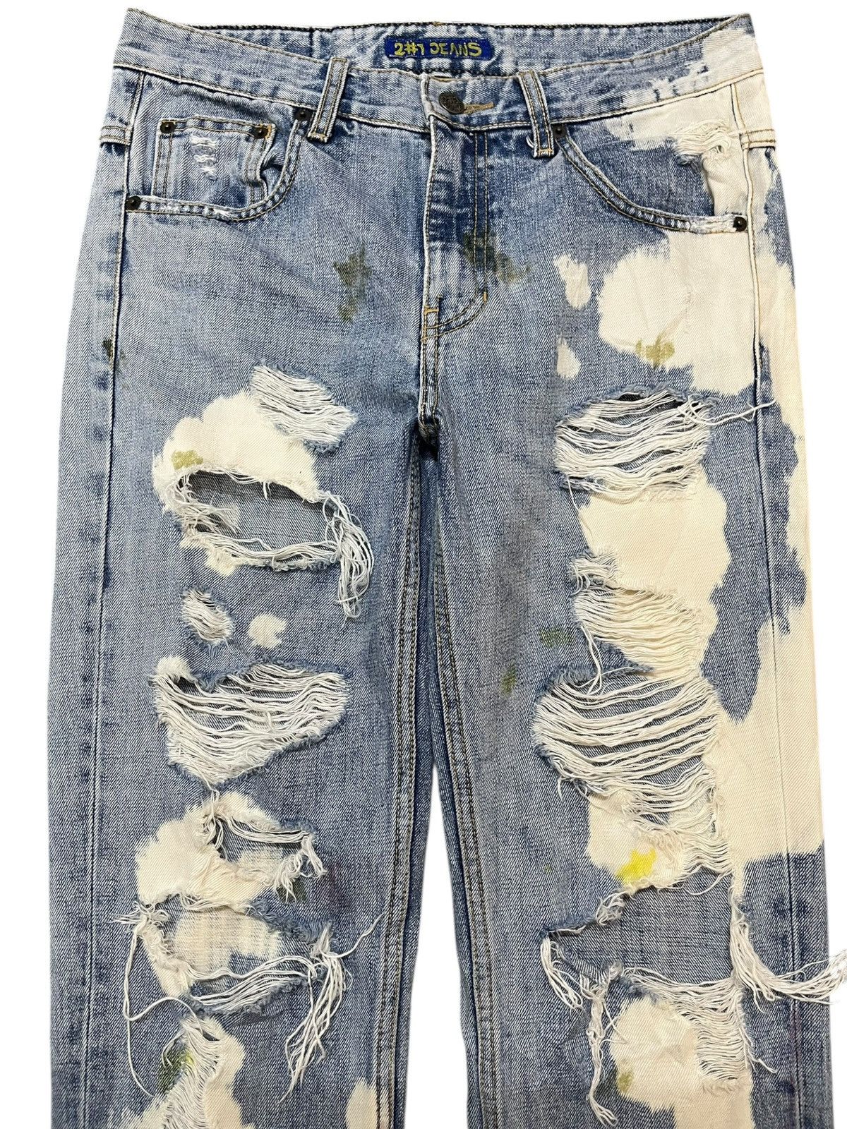 20471120 × Japanese Brand Vintage 2#1 Bleach Ripped Grunge Distressed Denim Size US 30 / EU 46 - 2 Thumbnail