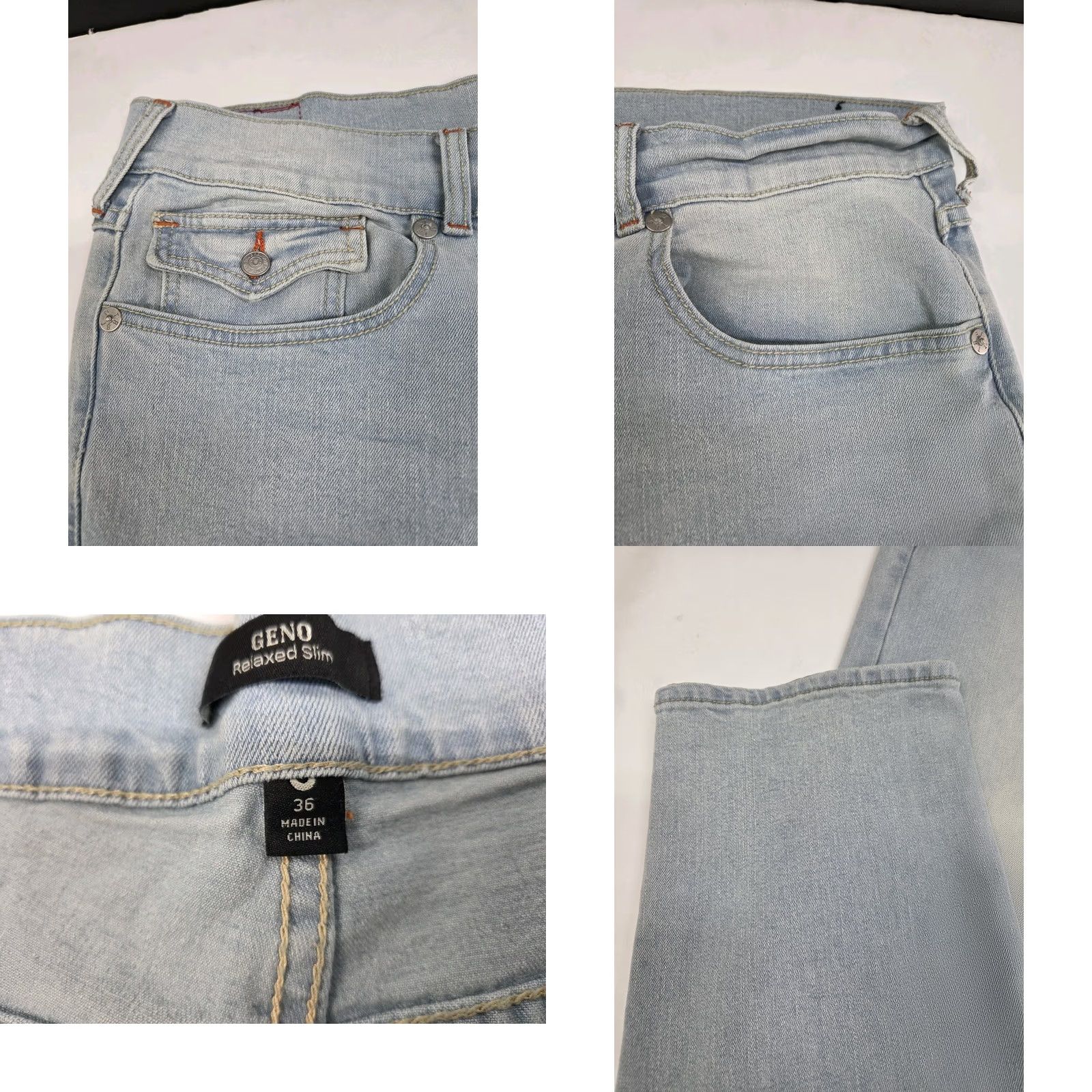 True Religion VINTAGE True Religion Geno Jeans Mens Slim Fit 36 Light Blue Denim 5-Pocket Logo Embroidered Zipper Button 36/32 Top Size US 36 / EU 52 - 8 Thumbnail