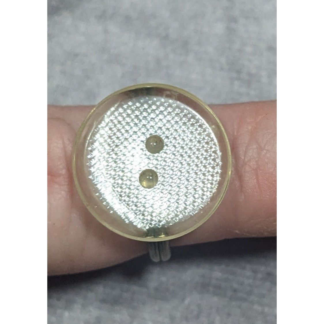 Other Handmade Upcycled Clear Textured Button Ring Size 6 Size ONE SIZE - 5 Thumbnail