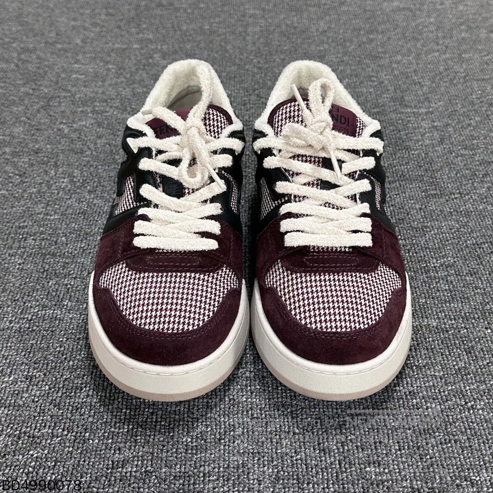 Fendi fendi houndstooth patterned sneakers in wine color. Size US 9 / EU 42 - 5 Thumbnail