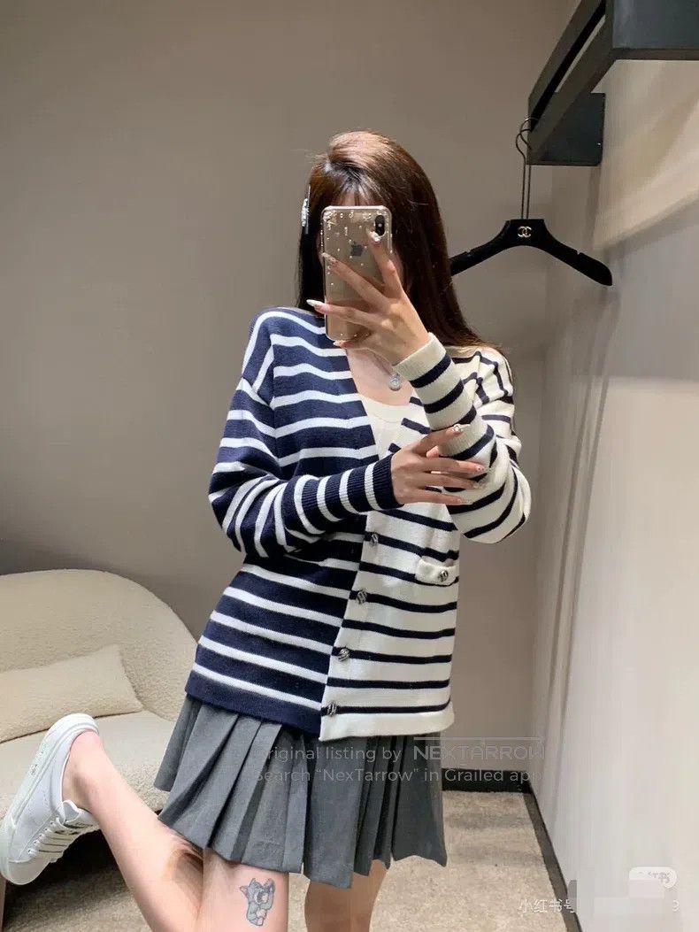 Chanel Chanel Size50 24s dark blue and white striped colour block Size XL / US 12-14 / IT 48-50 - 4 Thumbnail