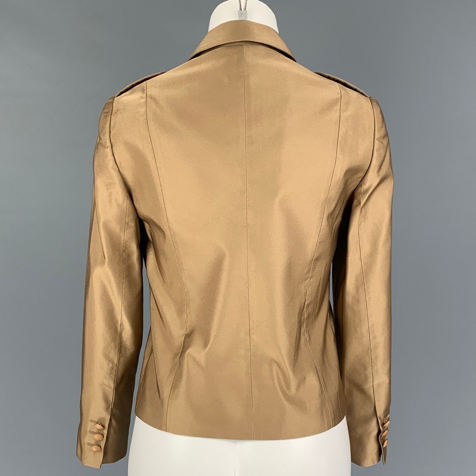 Prada PRADA Size 6 Copper Wool Silk Single Breasted Jacket Blazer Size M / US 6-8 / IT 42-44 - 3 Thumbnail