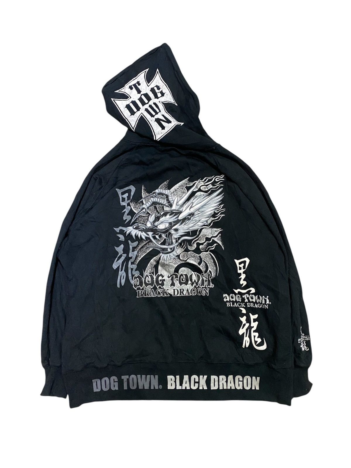 Dogtown 2000s Black Dragon Snap button fur hoodie | Grailed