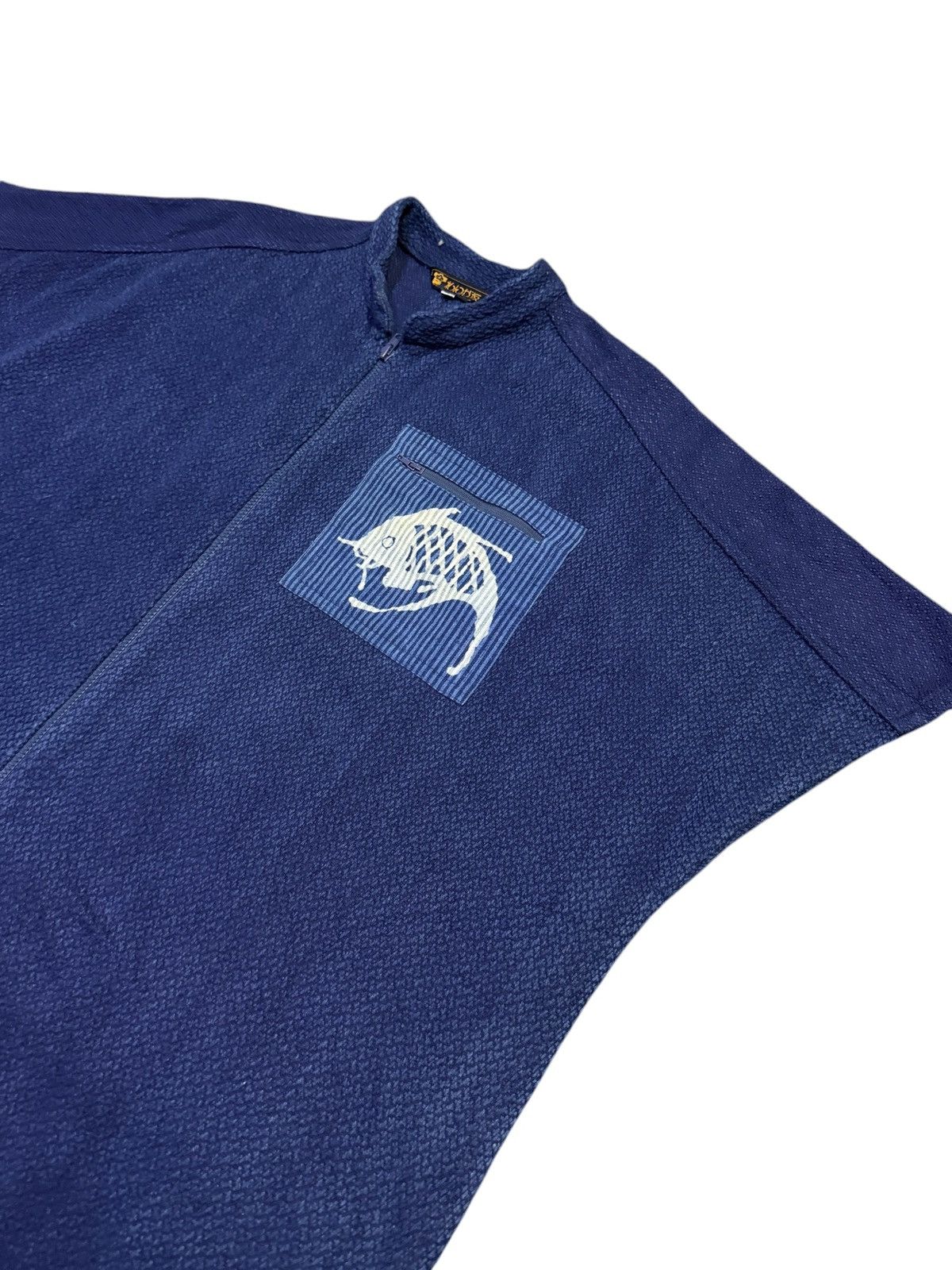 Japanese Brand Vintage Japanese Indigo Kimono Haori Style Fish Graphic Zip Size US M / EU 48-50 / 2 - 2 Thumbnail