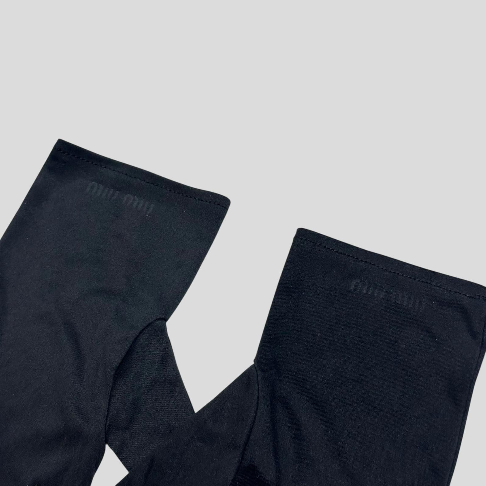 Miu Miu Miu Miu Microfibre Black Embossed Logo Gloves - M Size ONE SIZE - 2 Thumbnail