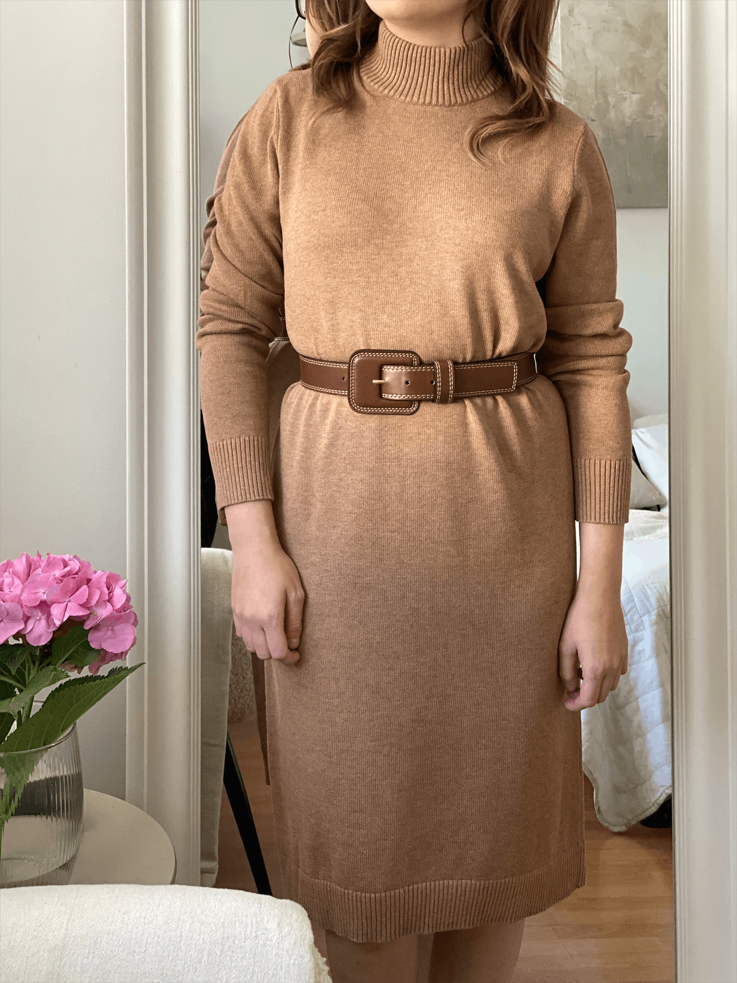 Hugo Boss winter sweater knit dress hugo boss camel wool cotton Size S / US 4 / IT 40 - 1 Thumbnail