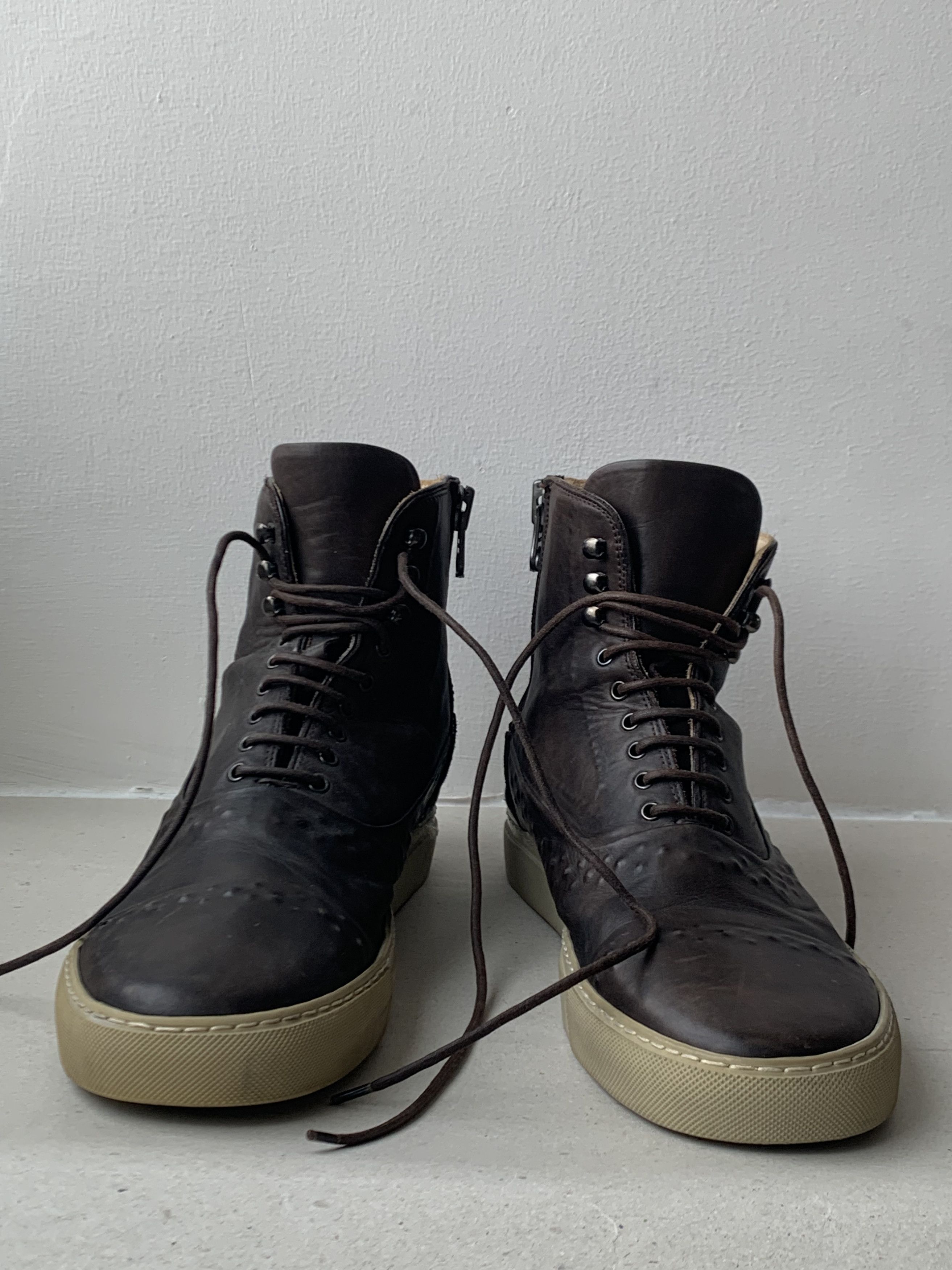 Alexander McQueen Alexander McQueen Hi-Top | Embossed Brown Leather Size US 7.5 / EU 40-41 - 3 Thumbnail