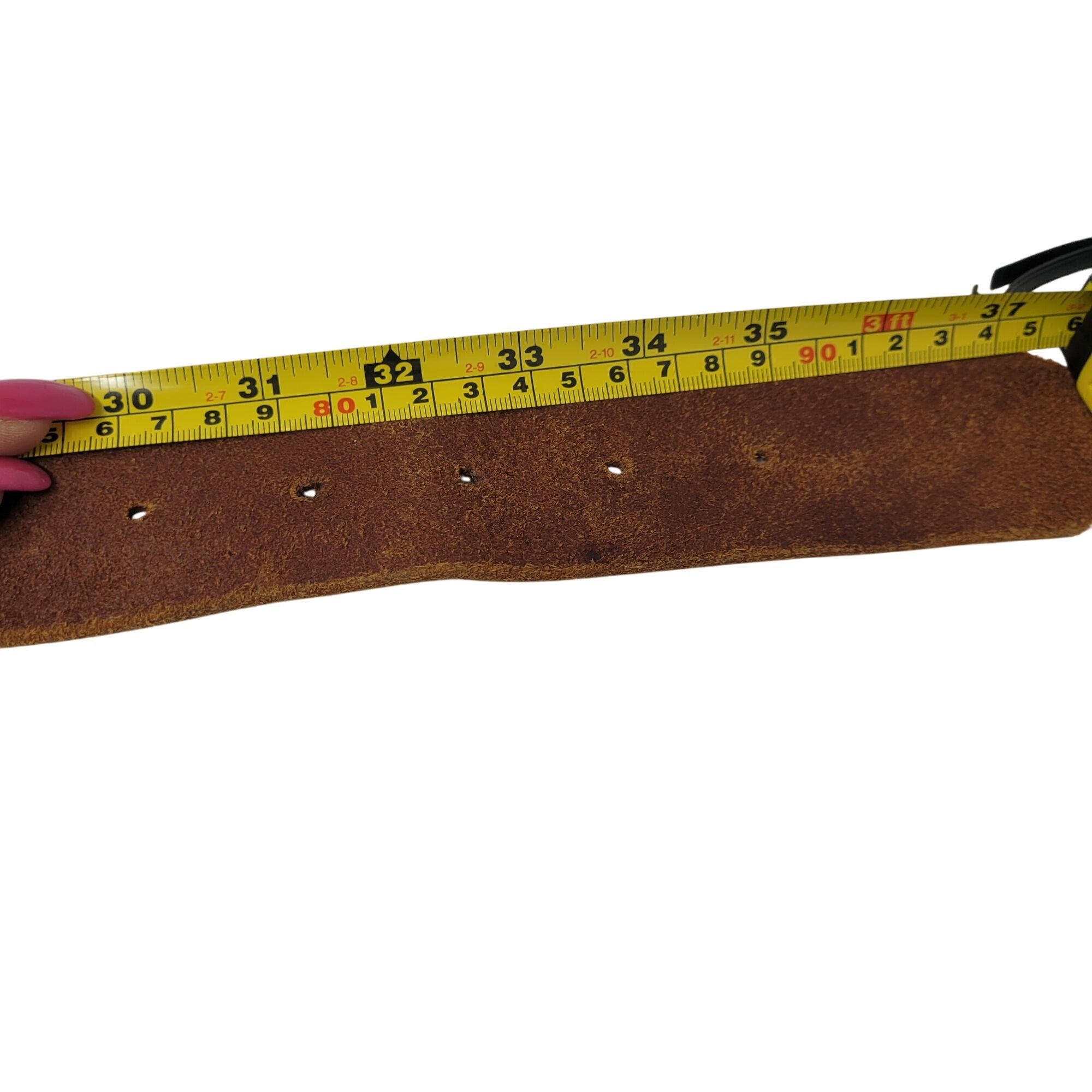 H&M Vintage Mens H&M Thick Rugged Cognac Brown Leather Belt Sz 3 Size 34 - 6 Thumbnail
