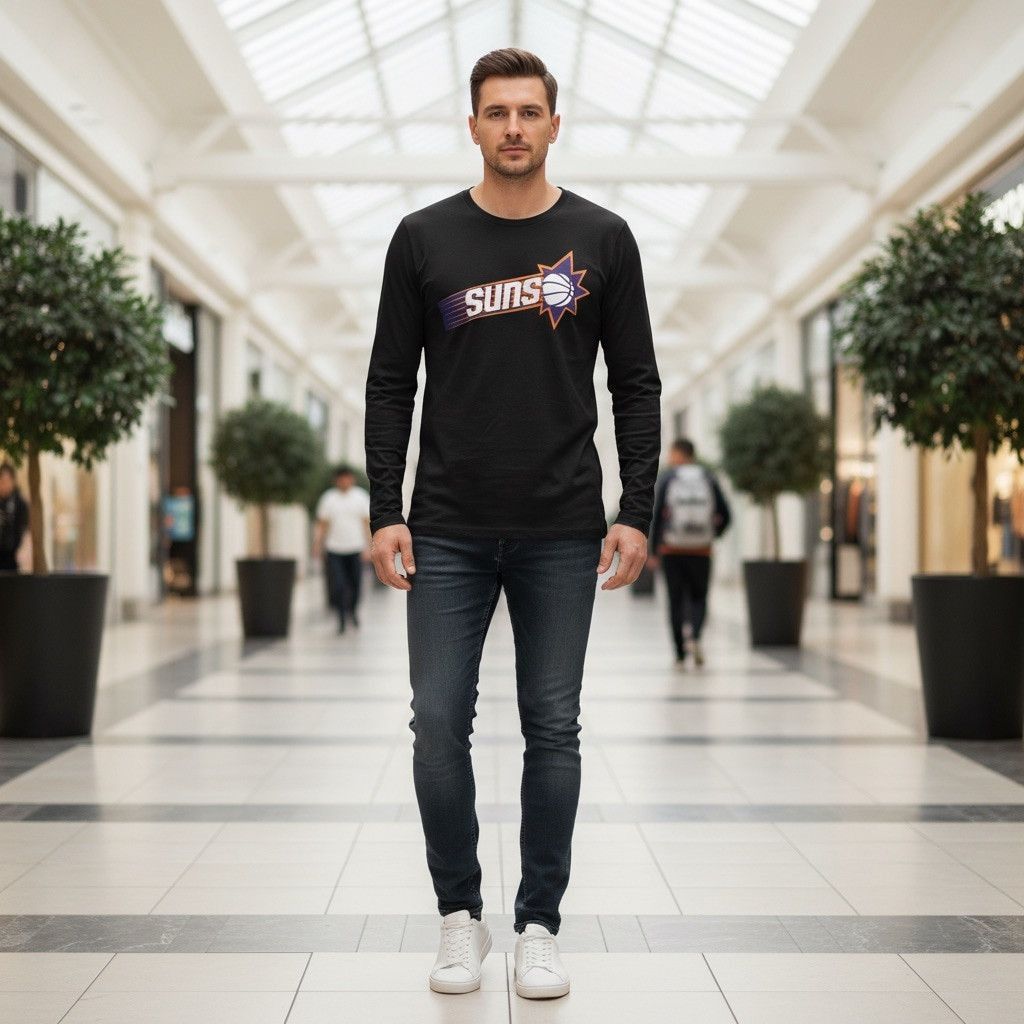 Gildan Men's Gildan Black Long Sleeve Tee XL Phoenix Suns Graphic Size US XL / EU 56 / 4 - 1 Thumbnail