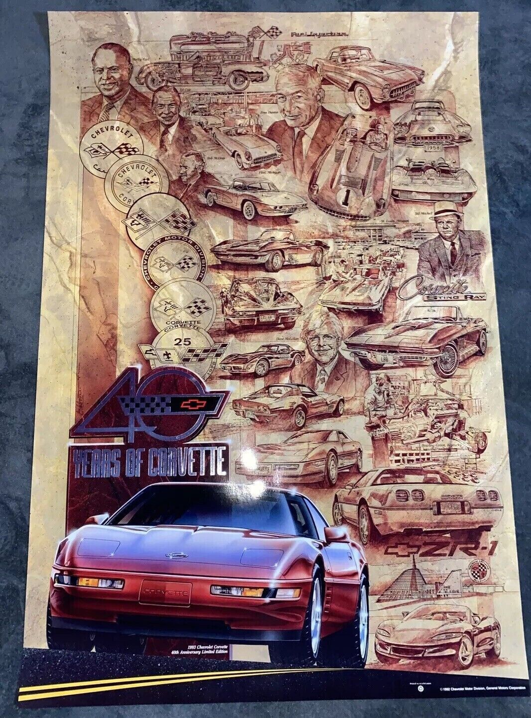 Other Set Vintage 1992 Chevy Motor Corvette Posters 24 X 36 Size ONE SIZE - 3 Thumbnail