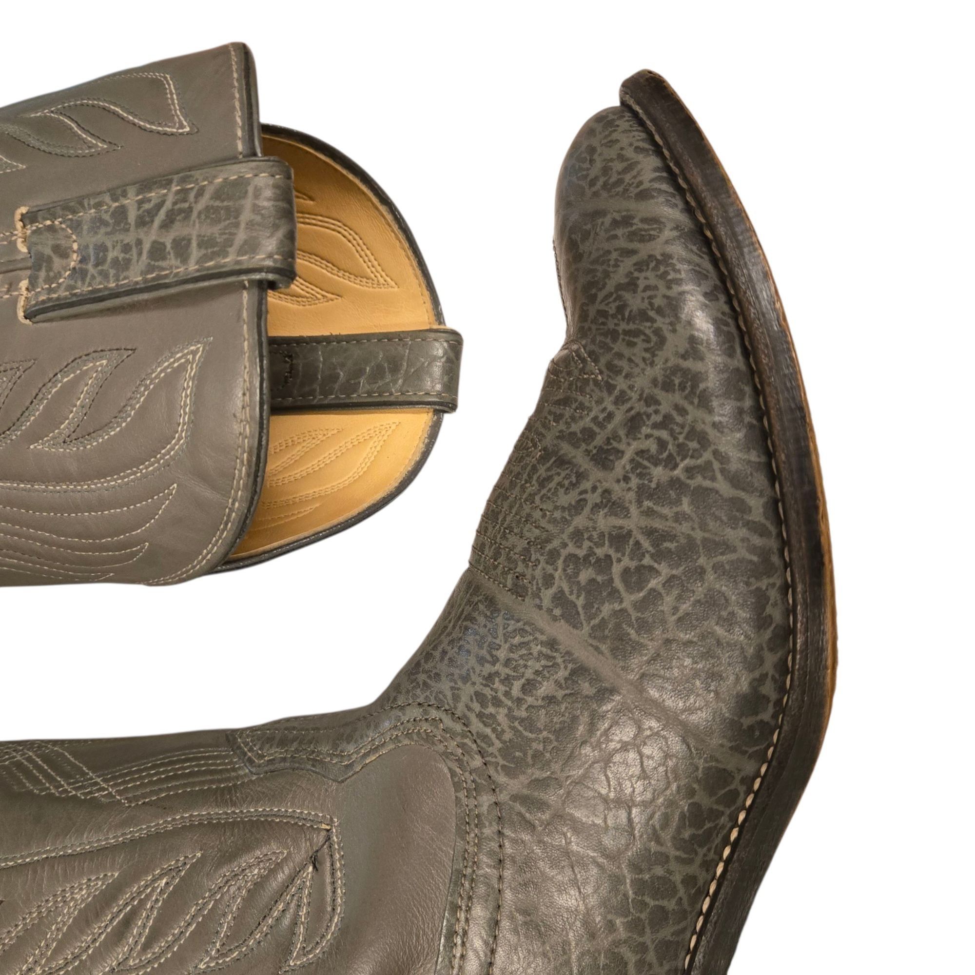 Other Gray Leather Cowboy Boots Vintage Mens 11 B Narrow Width Cou Size US 11 / EU 44 - 13 Thumbnail