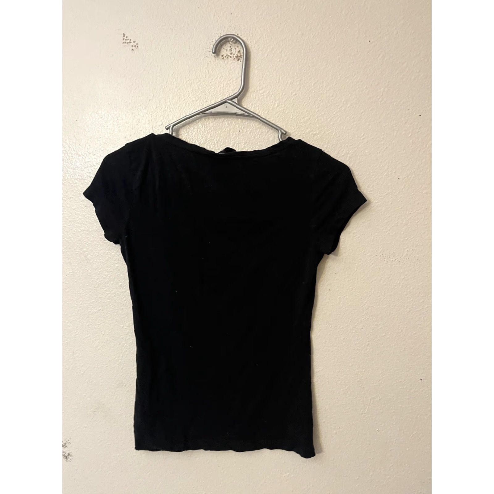 H&M H&M Basics Top Women XS Black Solid Cotton Blend Short Sleeve T-Shirt Size XS / US 0-2 / IT 36-38 - 3 Thumbnail
