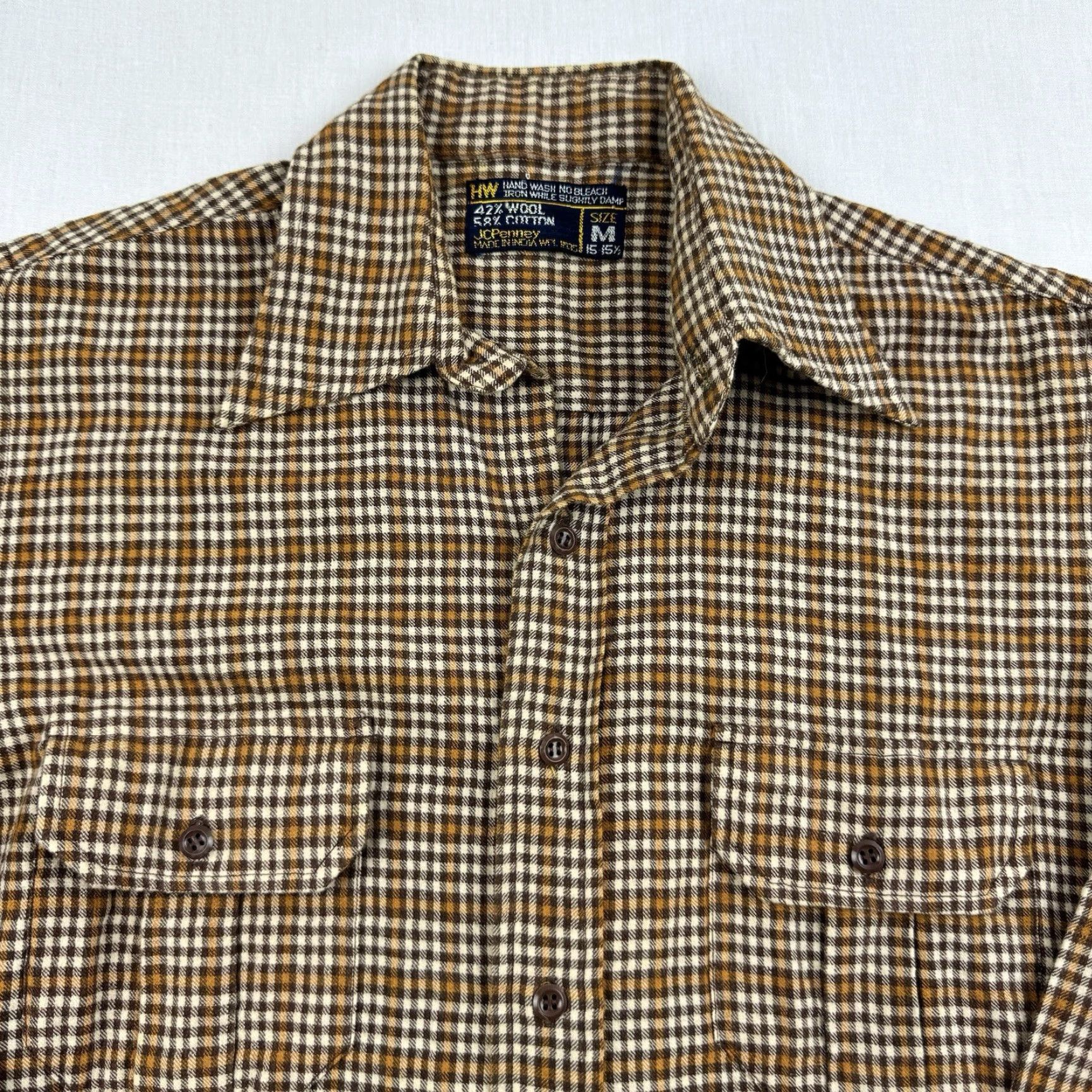 Sears VINTAGE Sears Flannel Shirt Adult Medium Brown Plaid Collared Button Up Size US M / EU 48-50 / 2 - 3 Thumbnail