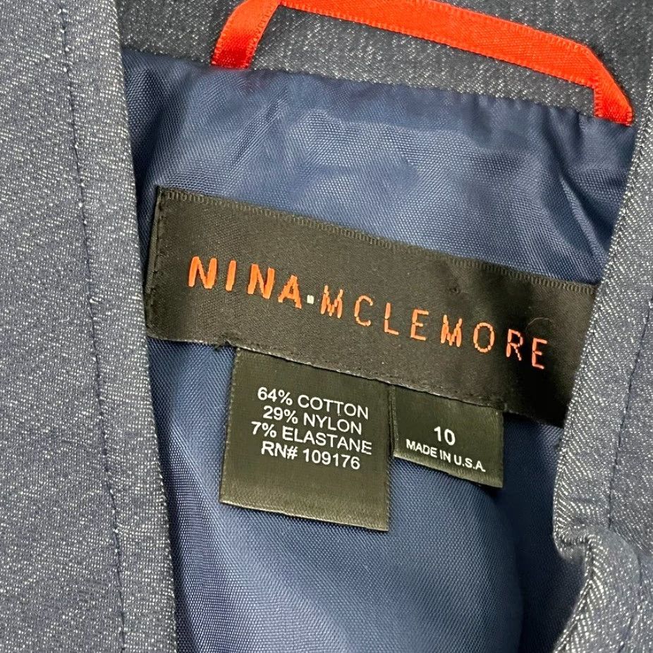 Vintage Nina Mclemore Jacket Blazer Women Size 10 Blue Chambray Stretch Denim Open Front Size L / US 10 / IT 46 - 2 Thumbnail