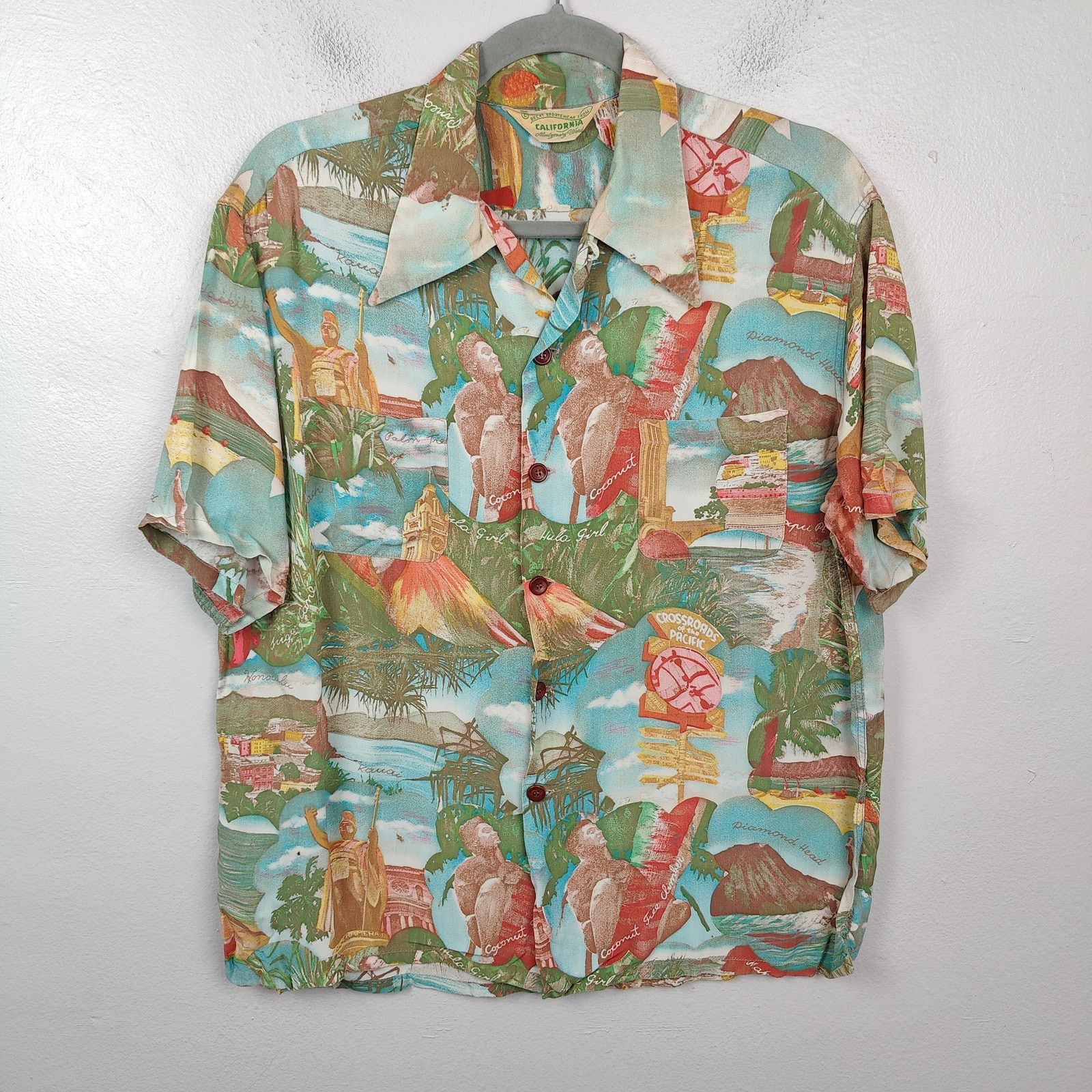 Vintage Towncraft Shirt Mens Penneys Loop Collar Rayon Gabardine