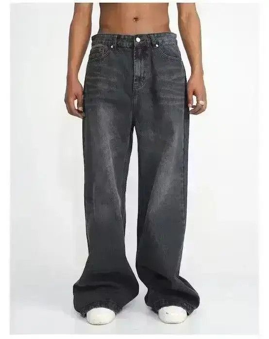 Japanese Brand Gray Washed Baggy Wide Leg Stacked Denim Jeans Size US 30 / EU 46 - 3 Thumbnail