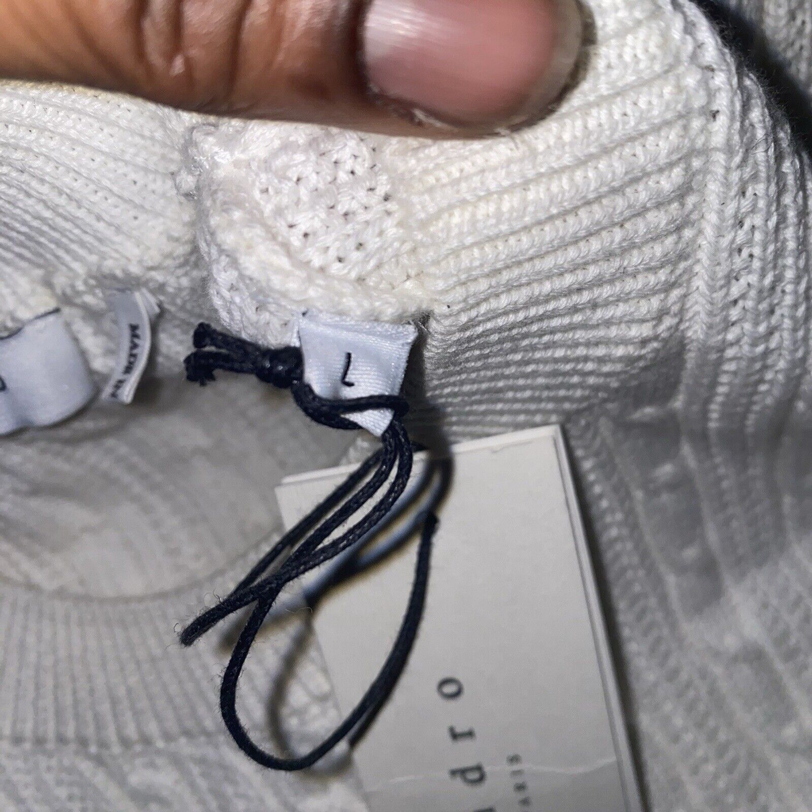 Sandro Sandro Paris Mens Sweater Sz Large Ecru Beige Cable Knit NWT Size US L / EU 52-54 / 3 - 5 Thumbnail