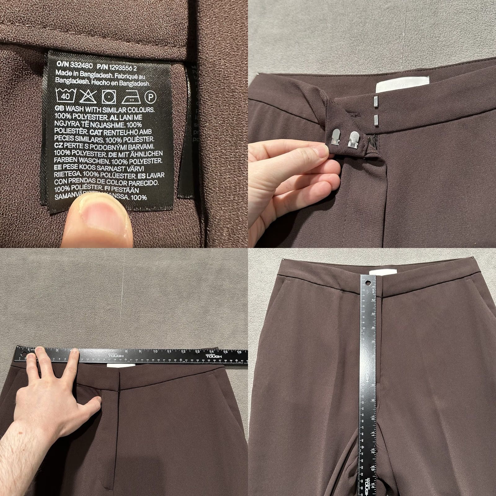 H&M H&M Pants Womens 6 Brown Wide Leg Trouser Flare Bootcut Dress Polyester Size 28" / US 6 / IT 42 - 8 Thumbnail