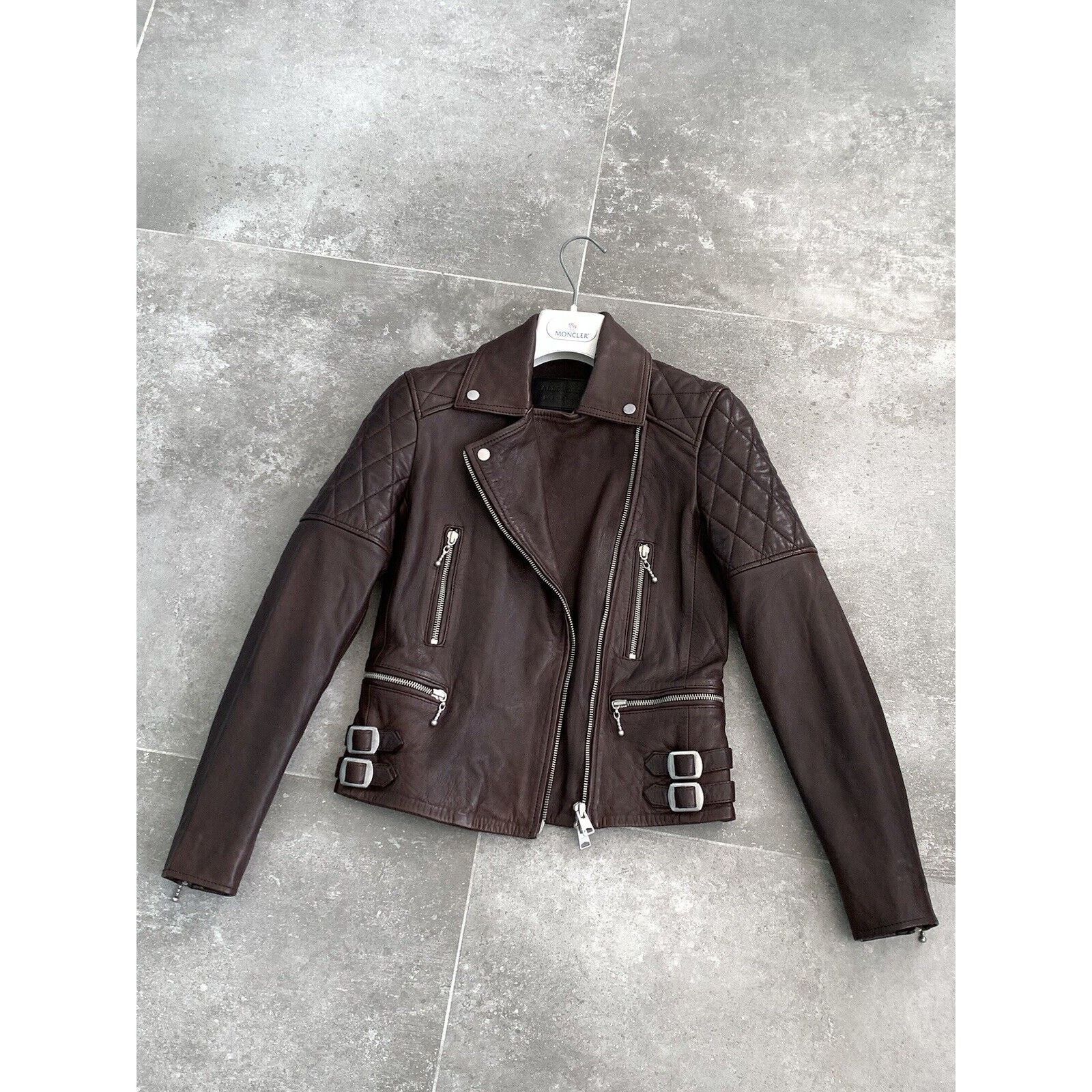 Allsaints Women ALL SAINTS Armstead Leather Biker Jacket XXS UK 4 US 0 Size XXS / US 00 / IT 34 - 2 Thumbnail