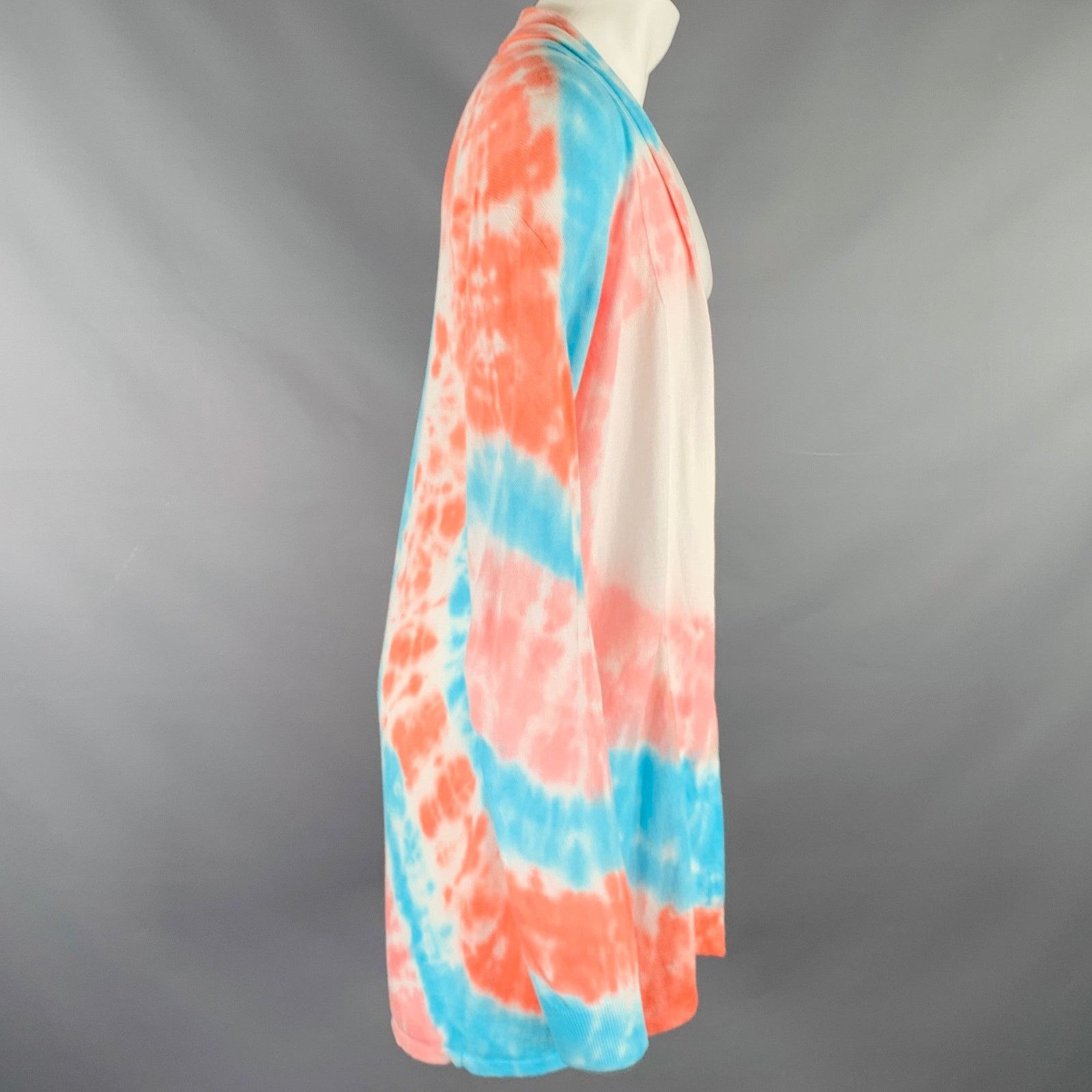 Baja East S Pink Blue Tie Dye Pima Cotton Open Front Cardigan Size US S / EU 44-46 / 1 - 2 Thumbnail