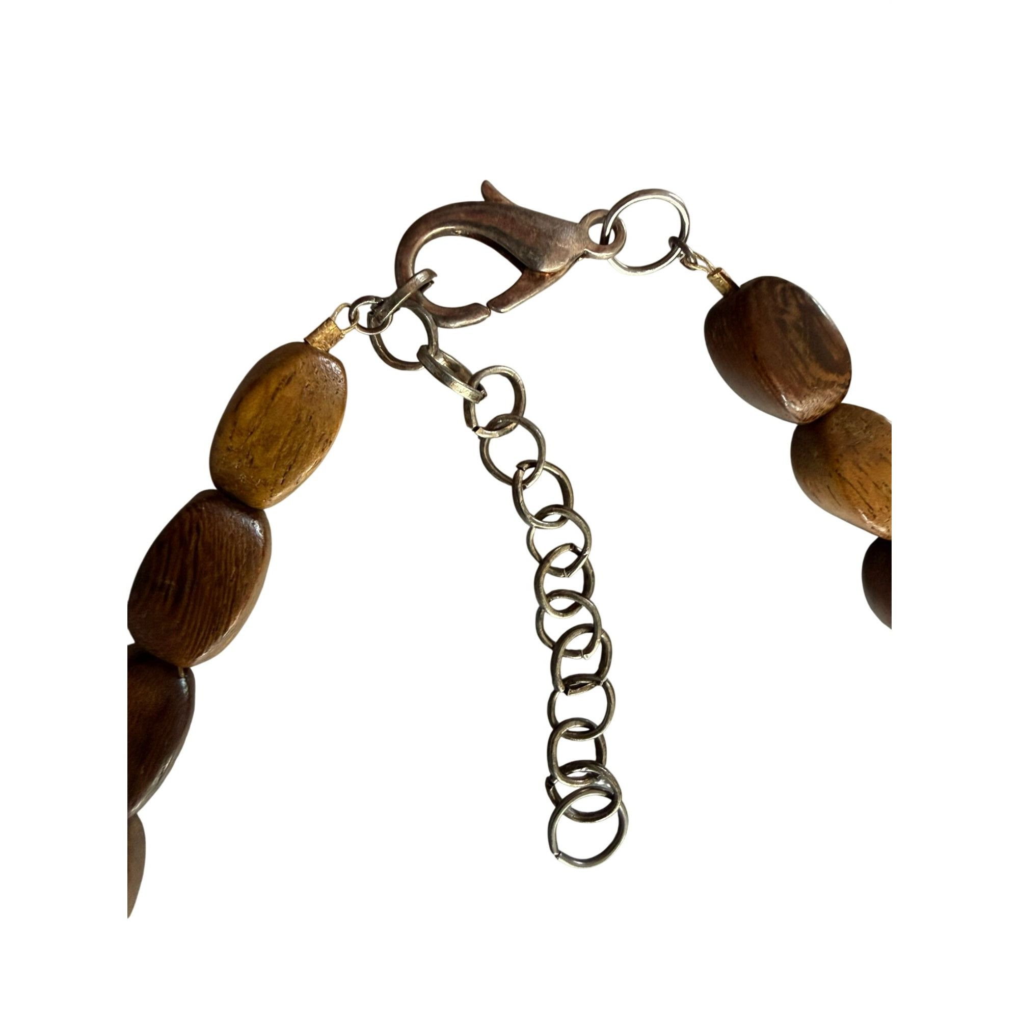 Handmade Wood & Orange Ceramic Beaded Necklace With Adjustable Lobste Size ONE SIZE - 3 Thumbnail