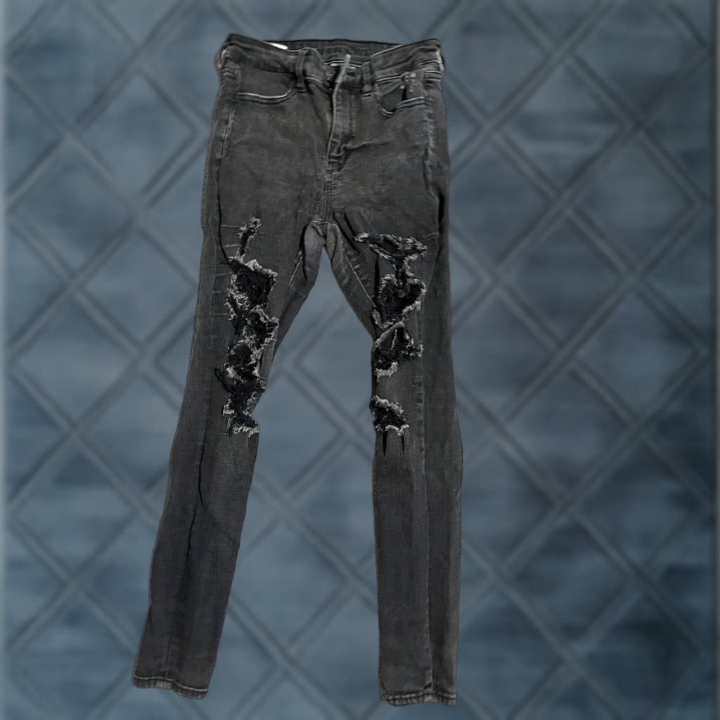 American Eagle Outfitters American Eagle Outfitters Jeans Women’s 4 Black High Rise Jegging Distressed Cotton Blend Size 27" / US 4 / IT 40 - 1 Thumbnail