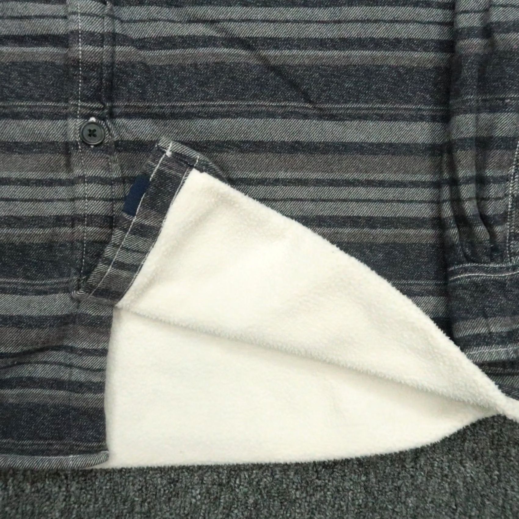 johnnie-O Johnnie O Shirt Mens XL Blue Striped Fleece Lined Shacket Button-Up Casual Workwear Wool Knit Heavyweight Cotton Long Sleeve Size US XL / EU 56 / 4 - 4 Thumbnail