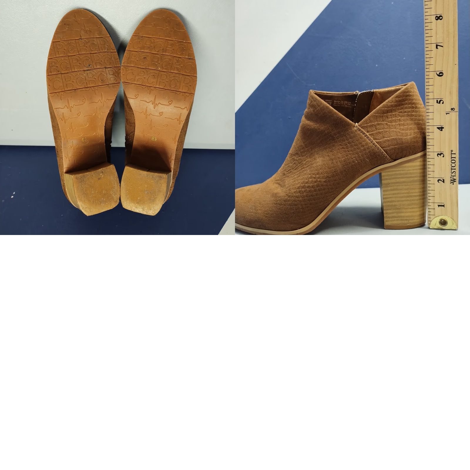 Vintage BC Footwear Womens Size 8.5 Brown BC Vegan Julia Heel Ankle Boots Side Zip Comfort Almond Toe Bootie Size US 9 / IT 39 - 8 Thumbnail