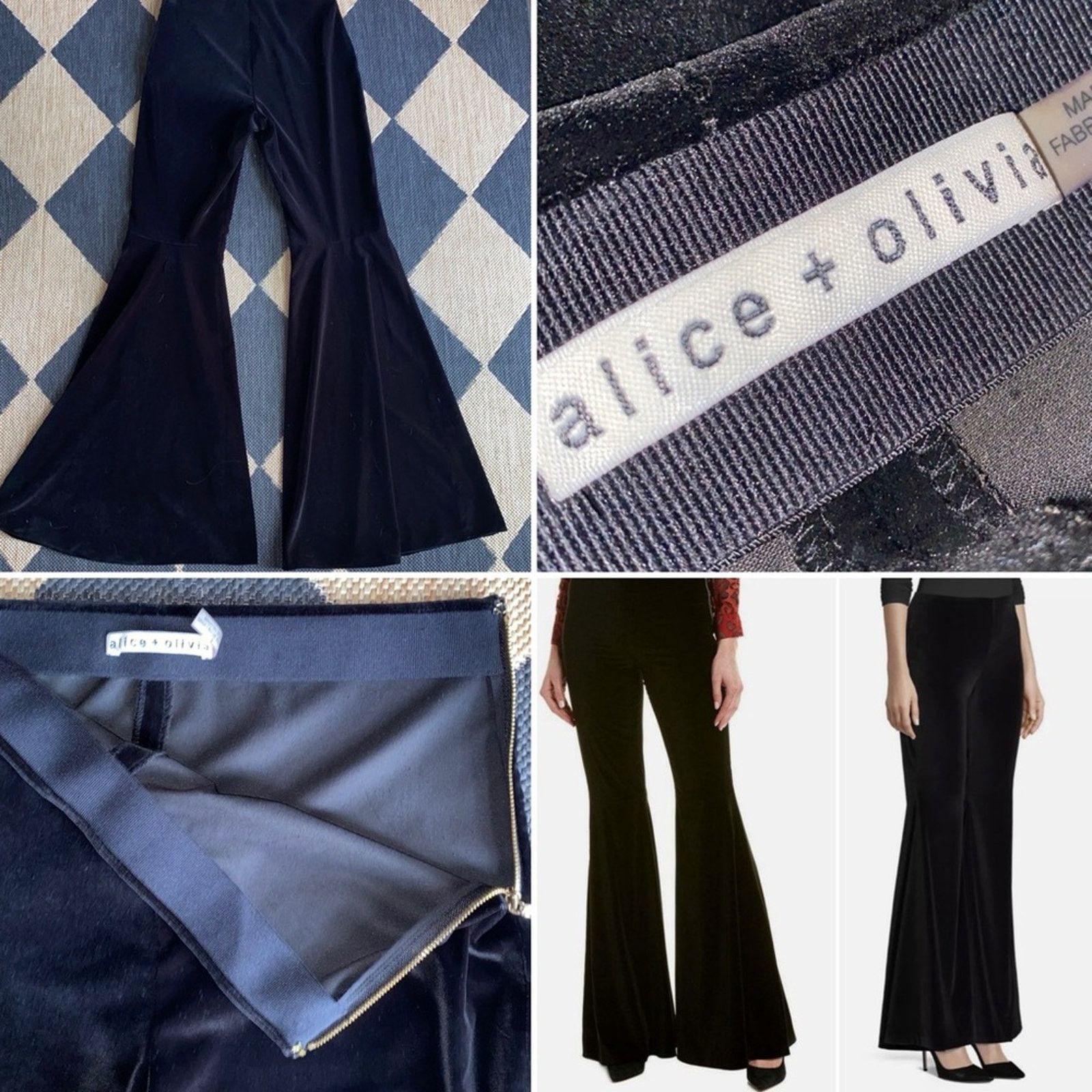 Alice + Olivia $399 Jinny Side-Zip Pants Black Velvet 6 EUC