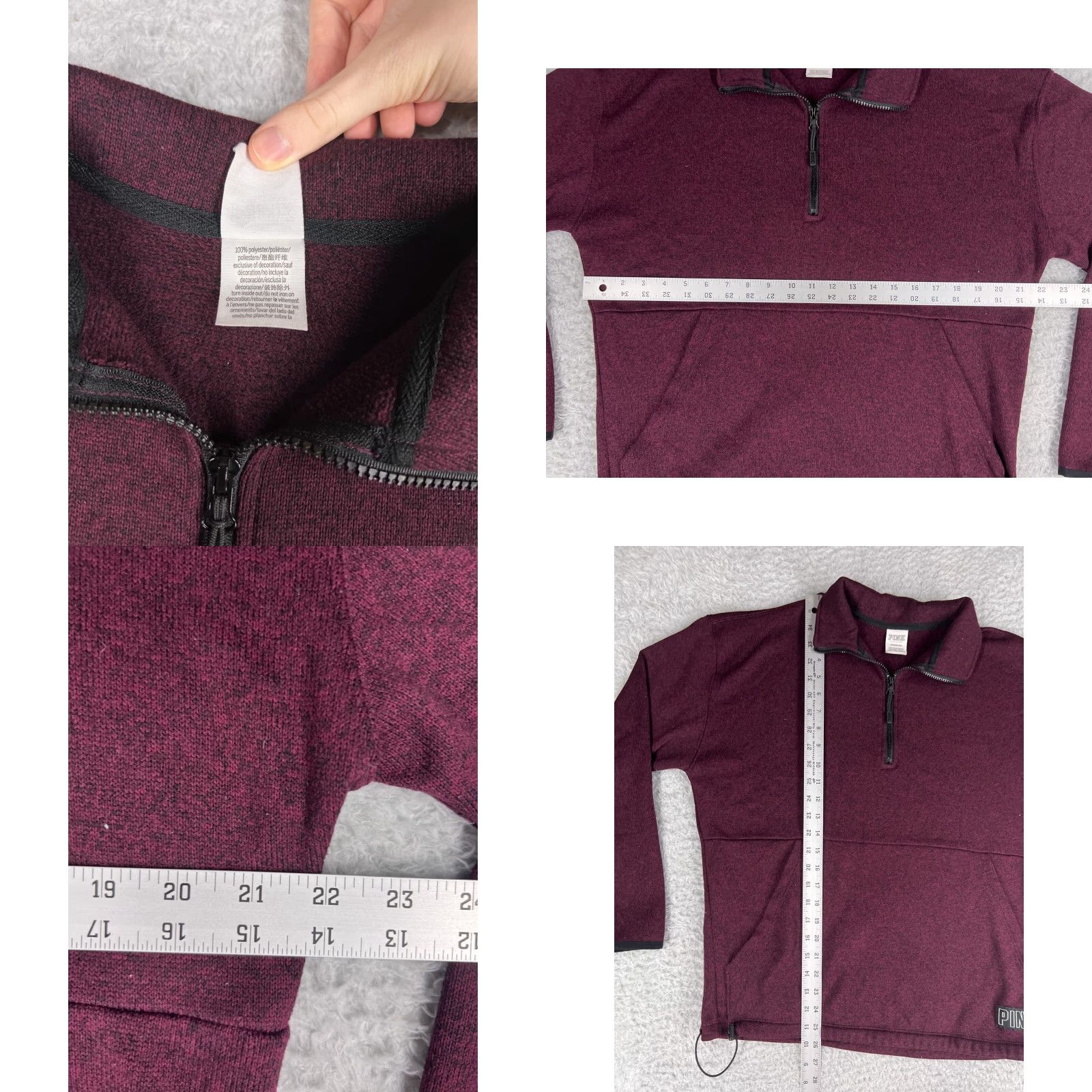 Pinko PINK Jacket Womens Small Burgundy 1/4 Zip Knit 100% Polyester Size S / US 4 / IT 40 - 8 Thumbnail